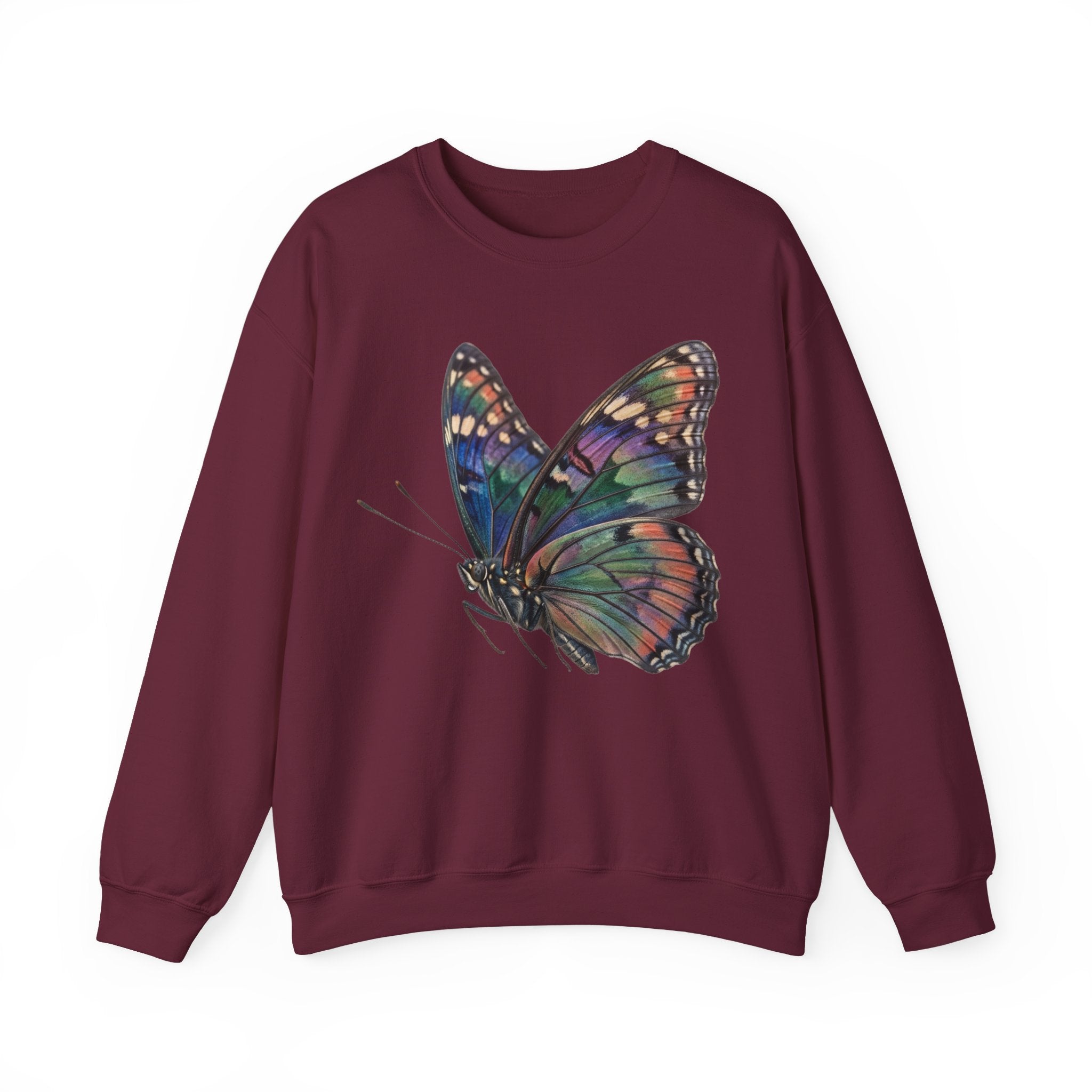 Butterfly Graphic Sweatshirt – Colorful Prism Wings Crewneck