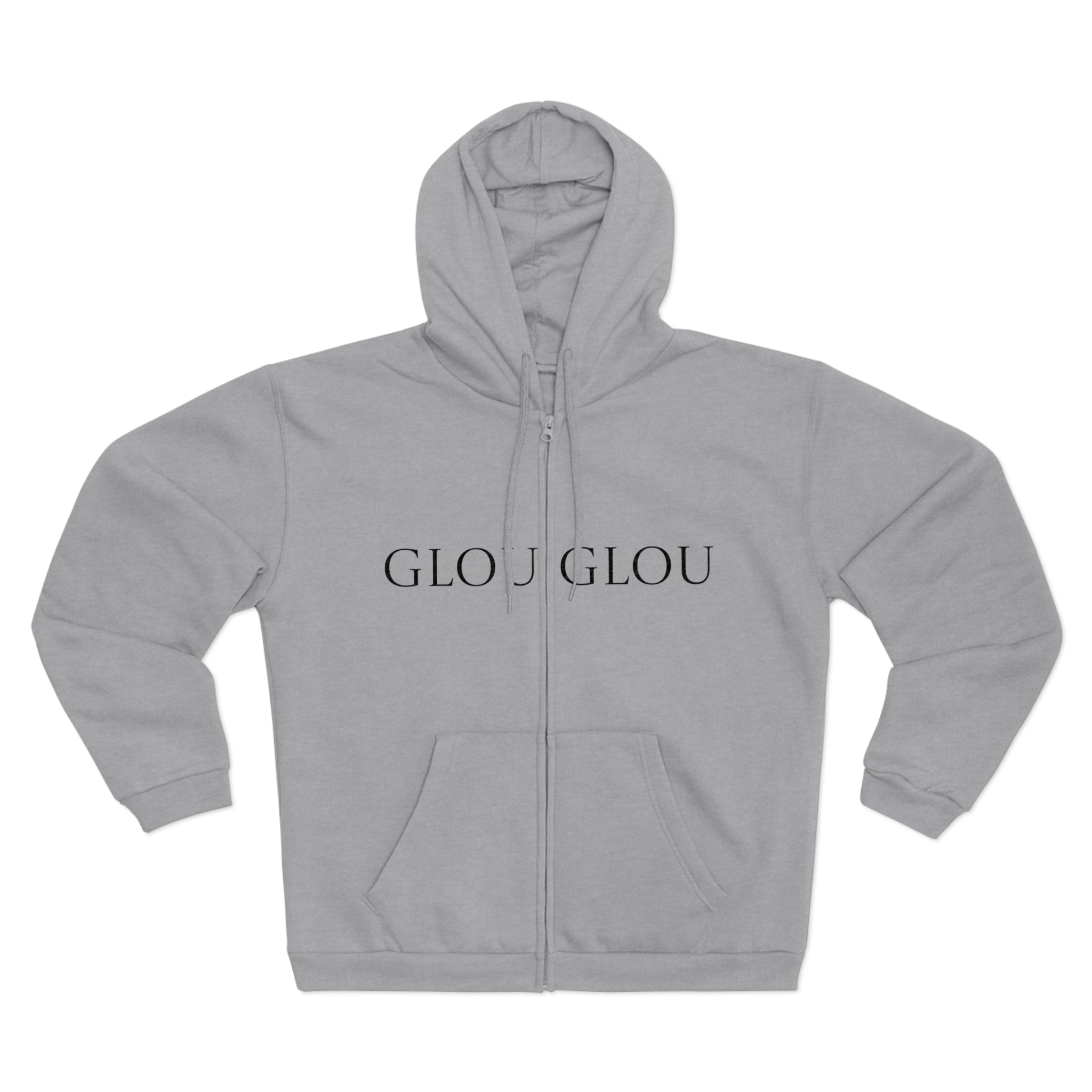 GLOU GLOU Hoodie | Zip Pullover Sweatshirt, Minimal Text Design
