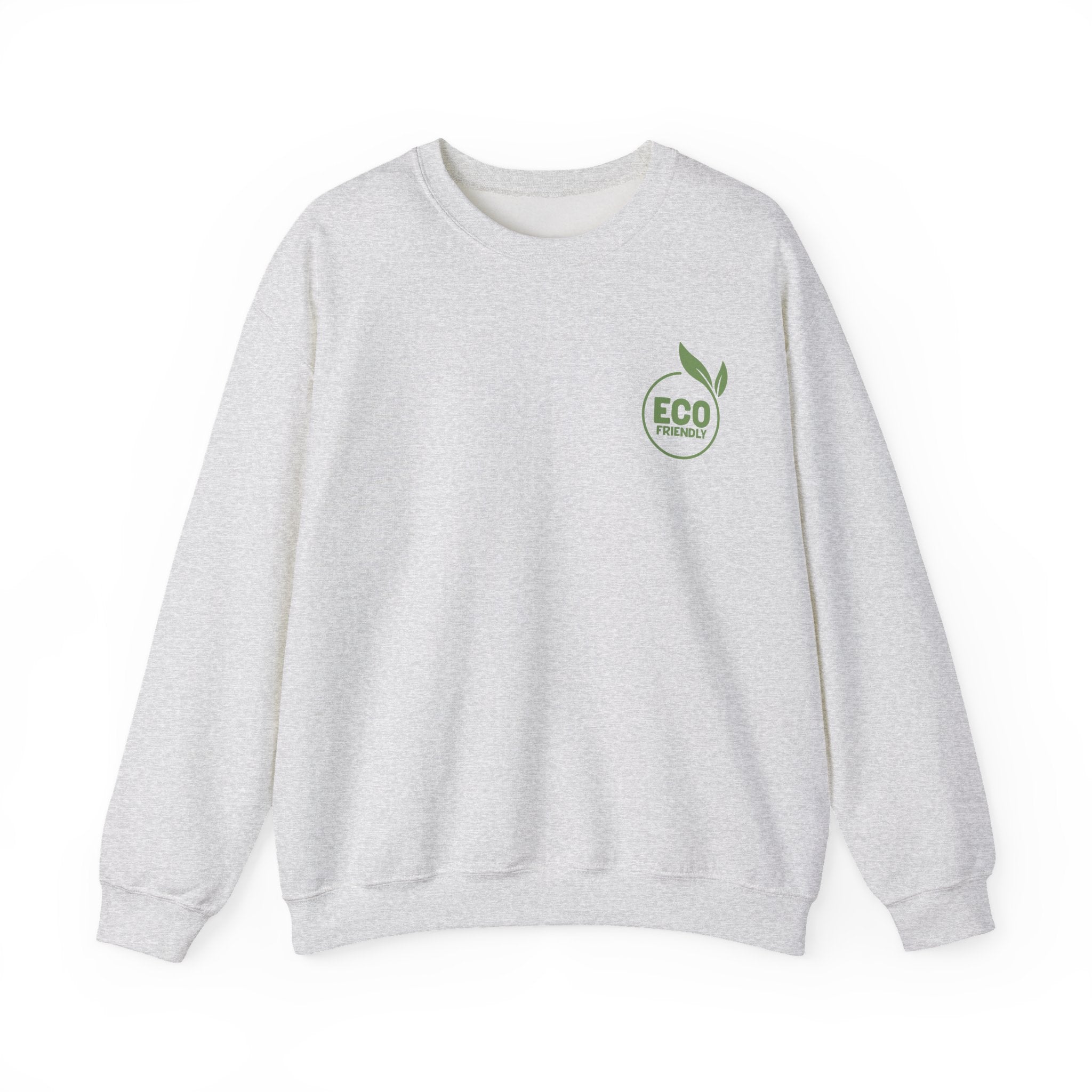 Eco Friendly Crewneck Sweatshirt — Small Green "ECO friendly" Logo