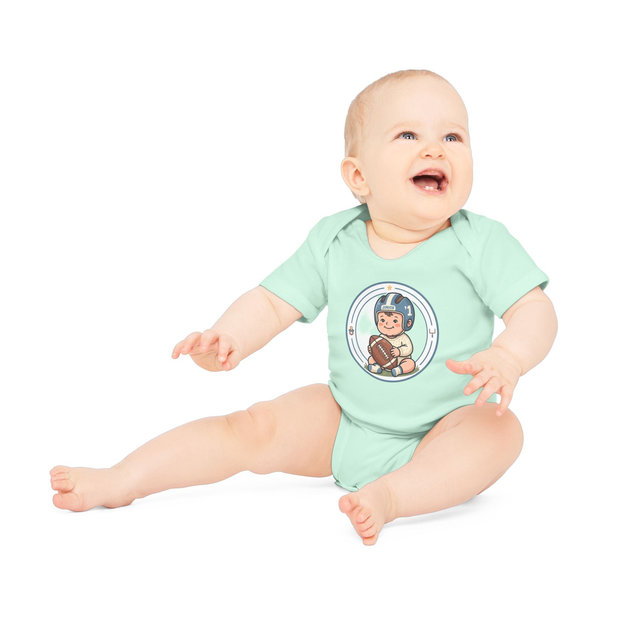 Baby Bodysuit — Cute Retro Football Baby Onesie (Helmet & Ball)
