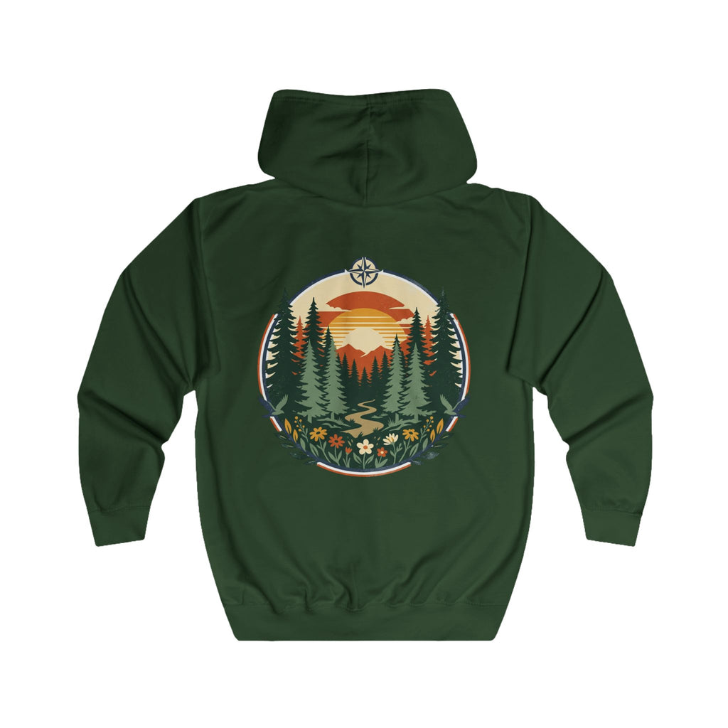 Nature Sunset Zip Hoodie — Forest Trail Graphic Full-Zip Hoodie