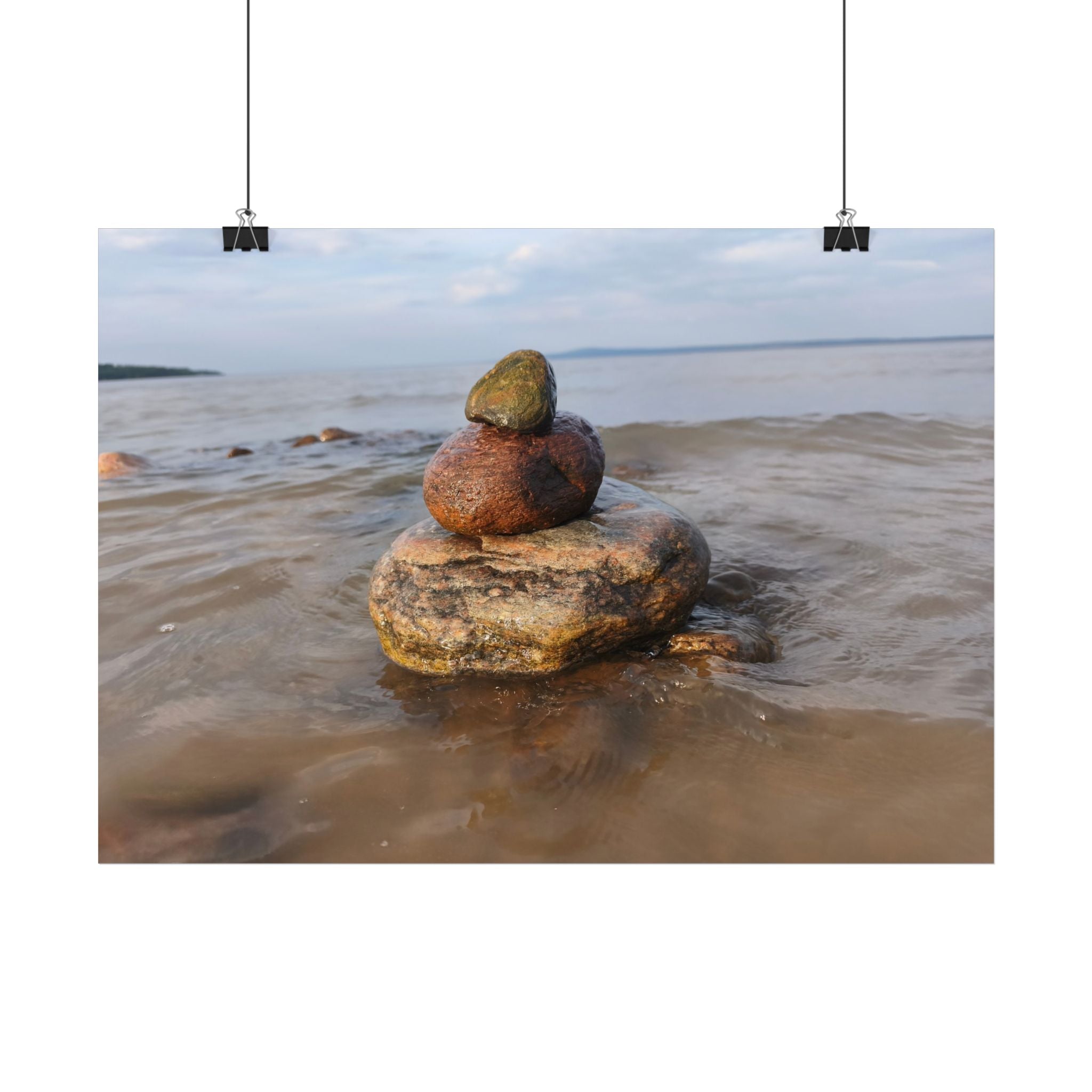 Calm Beach Rock Stack Poster — Serene Seaside Wall Art