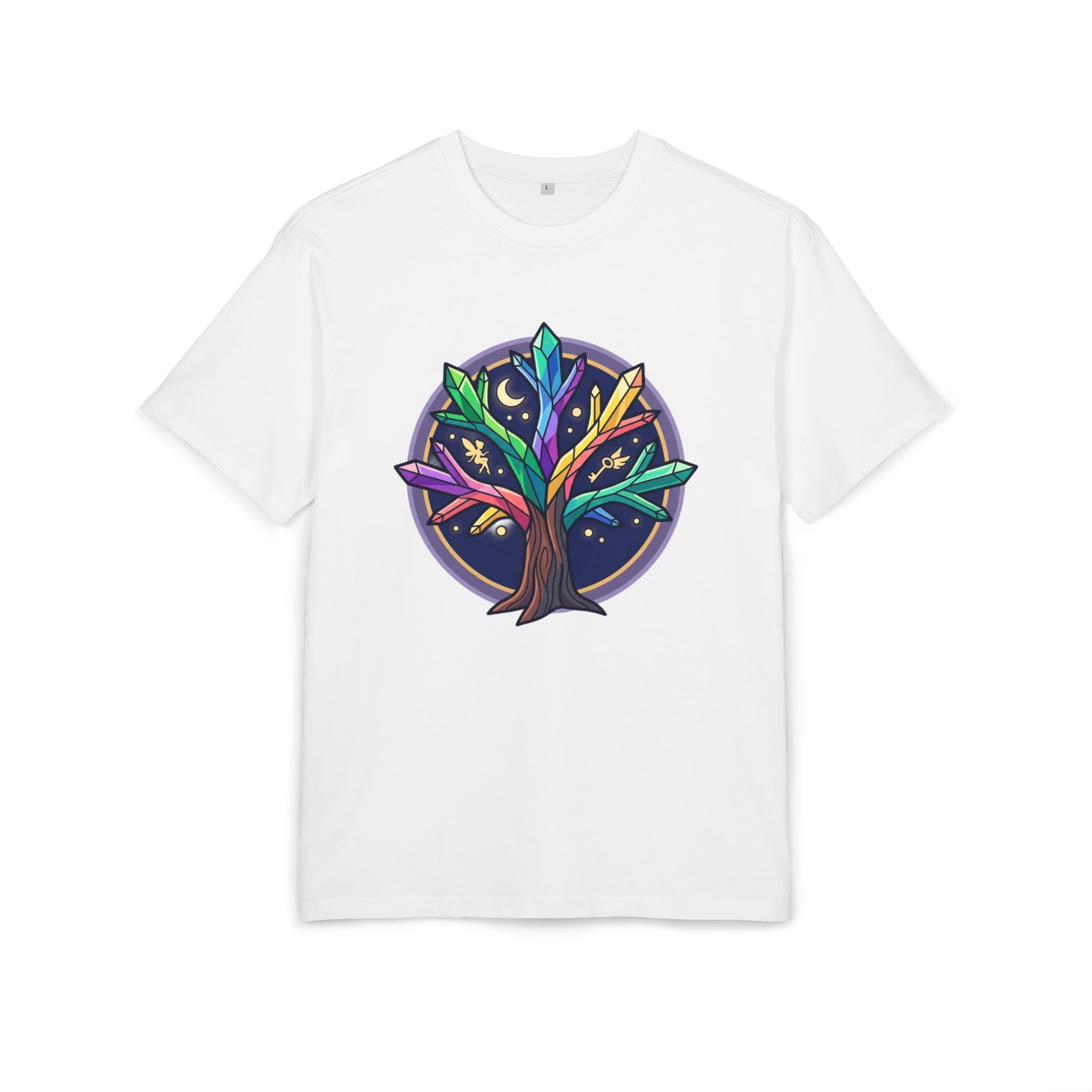 Crystal Tree Graphic Tee — Mystical Gemstone Nature Shirt