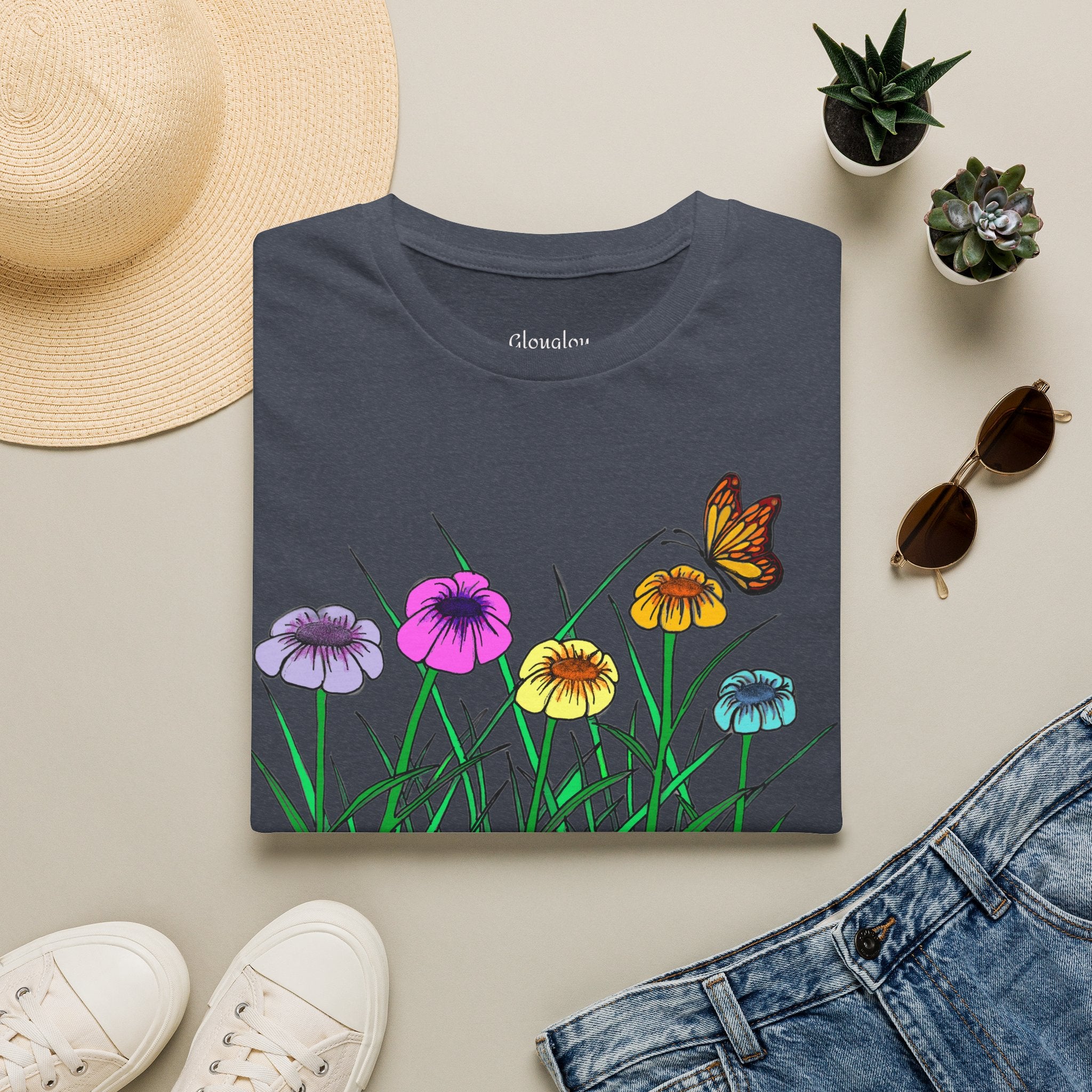 Floral Butterfly Garden T-Shirt — Colorful Wildflower Tee