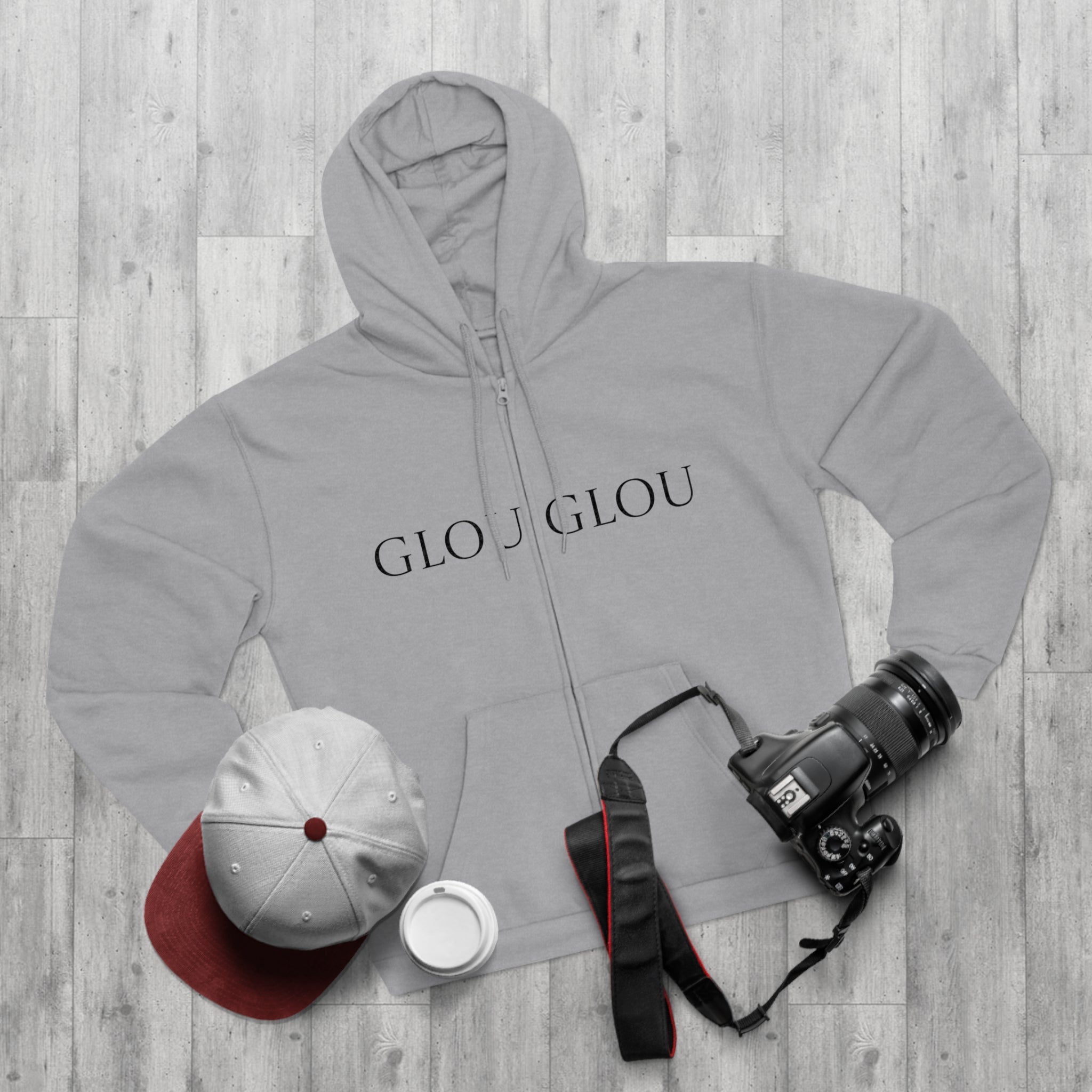 GLOU GLOU Hoodie | Zip Pullover Sweatshirt, Minimal Text Design