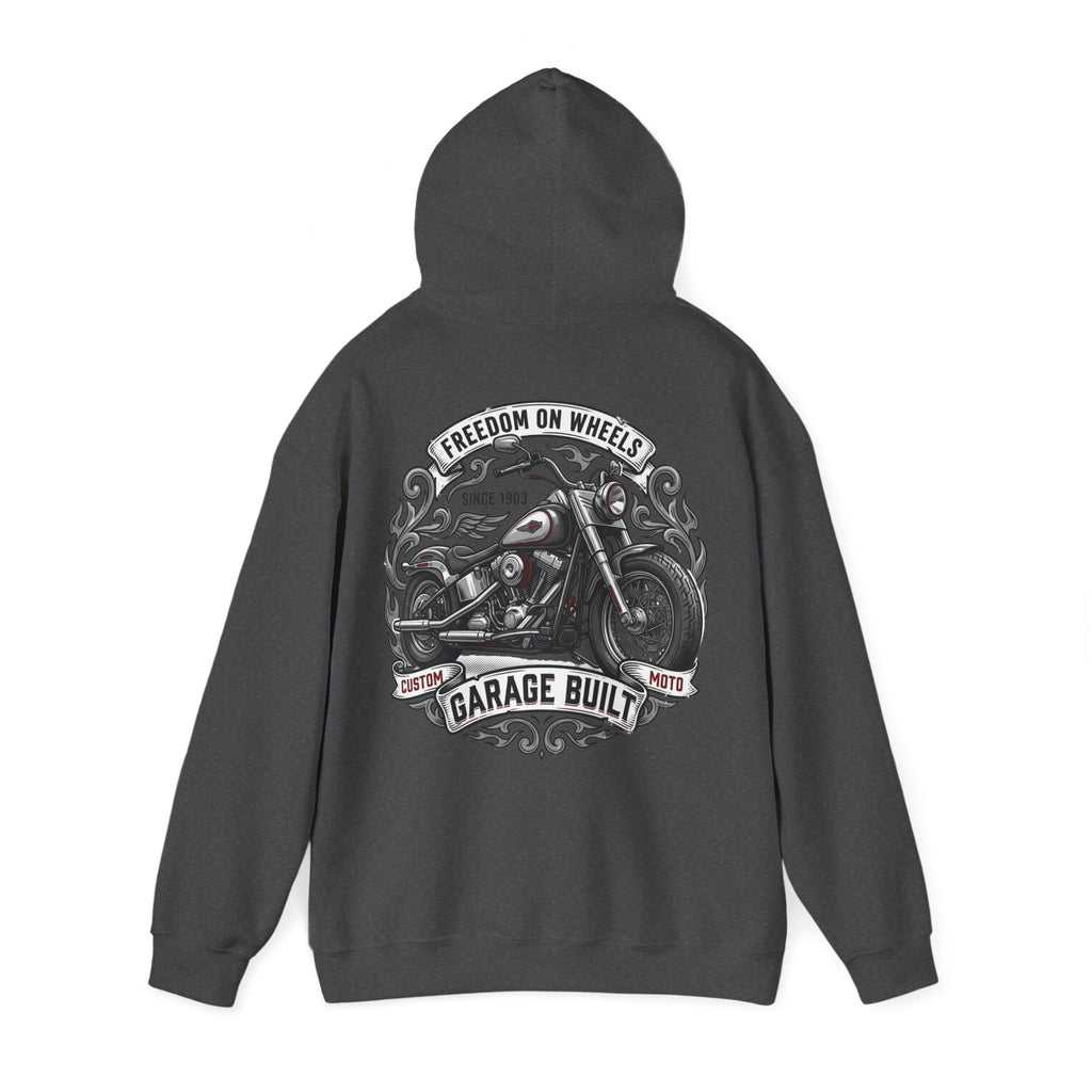 Garage Built Motorcycle Hoodie — Vintage Chopper Design