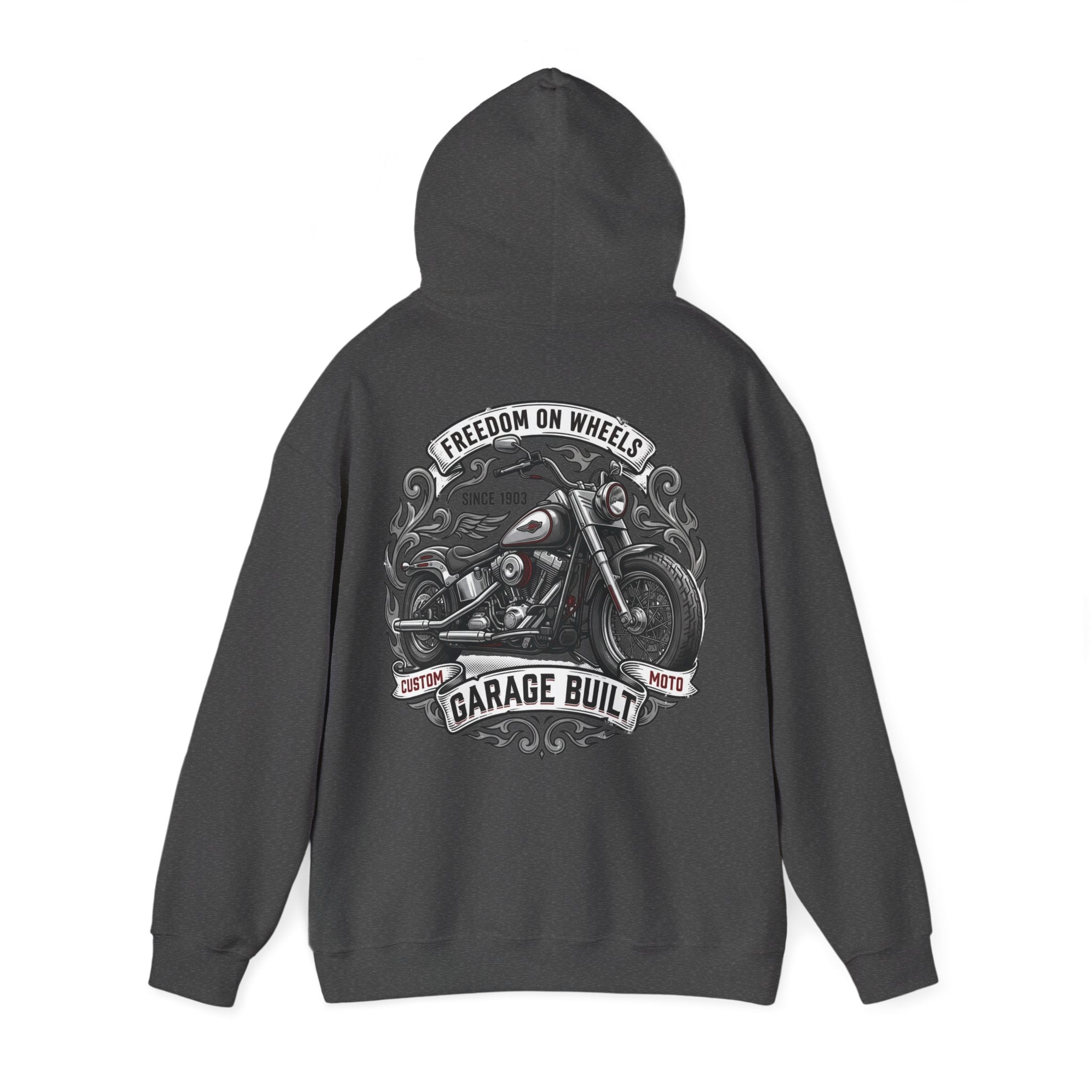 Garage Built Motorcycle Hoodie — Vintage Chopper Design