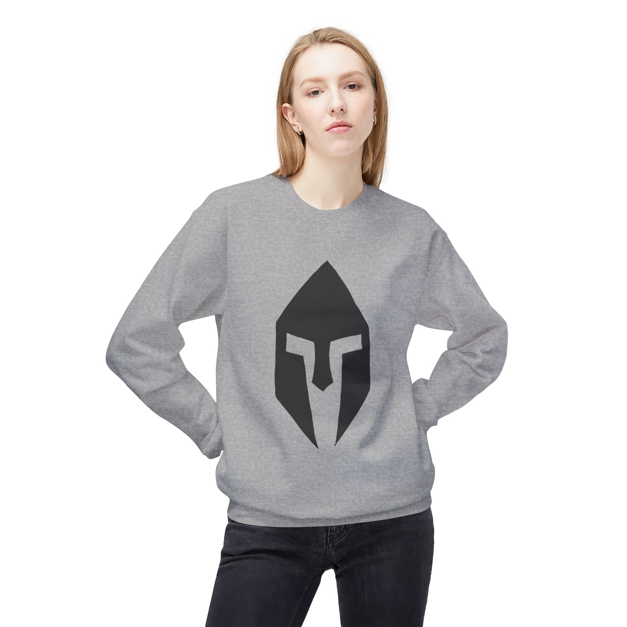 Spartan Helmet Crewneck Sweatshirt — Minimalist Warrior Logo