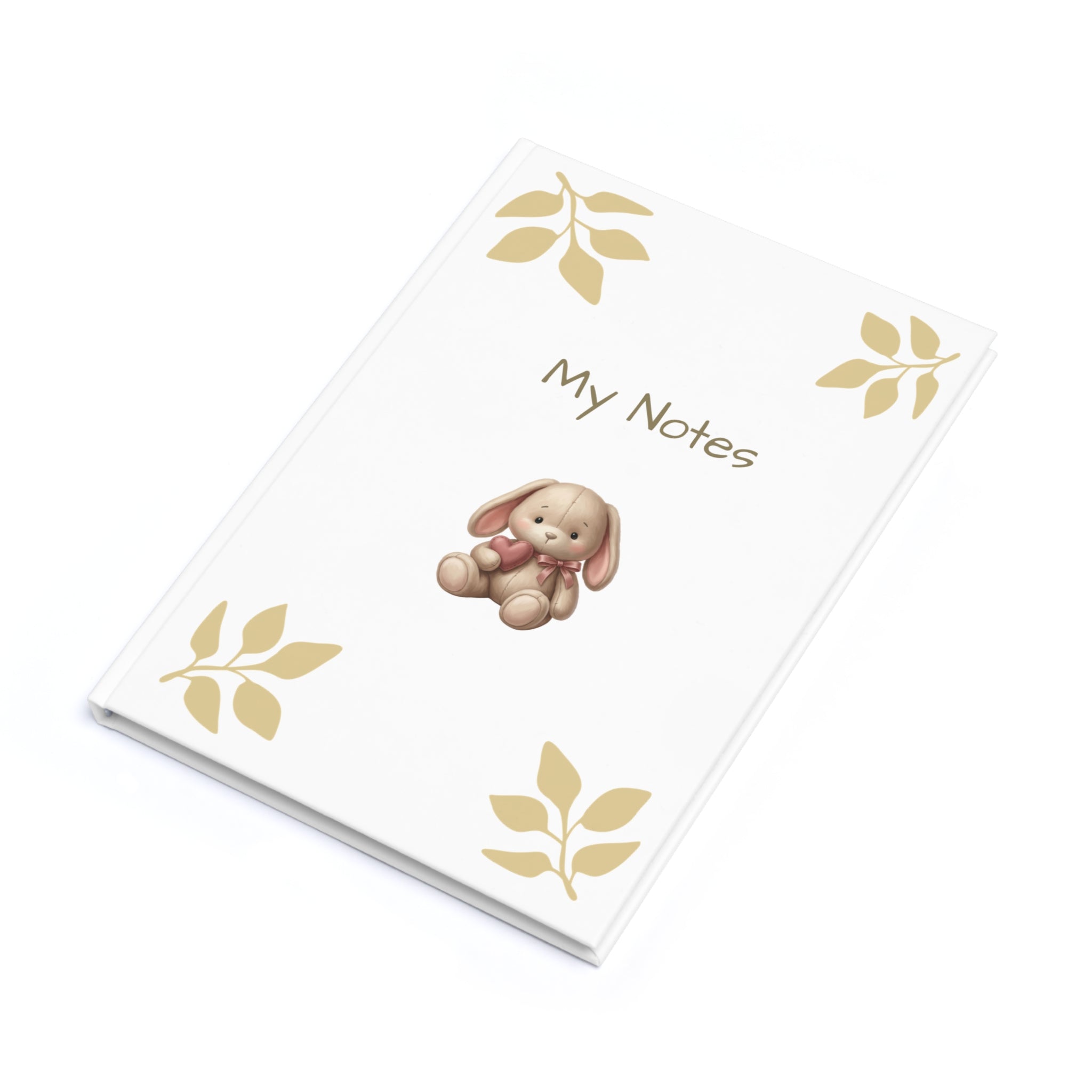 A5 Hardcover Journal — "My Notes" Floral Leaf Design, Elegant Gold Corner Notebook