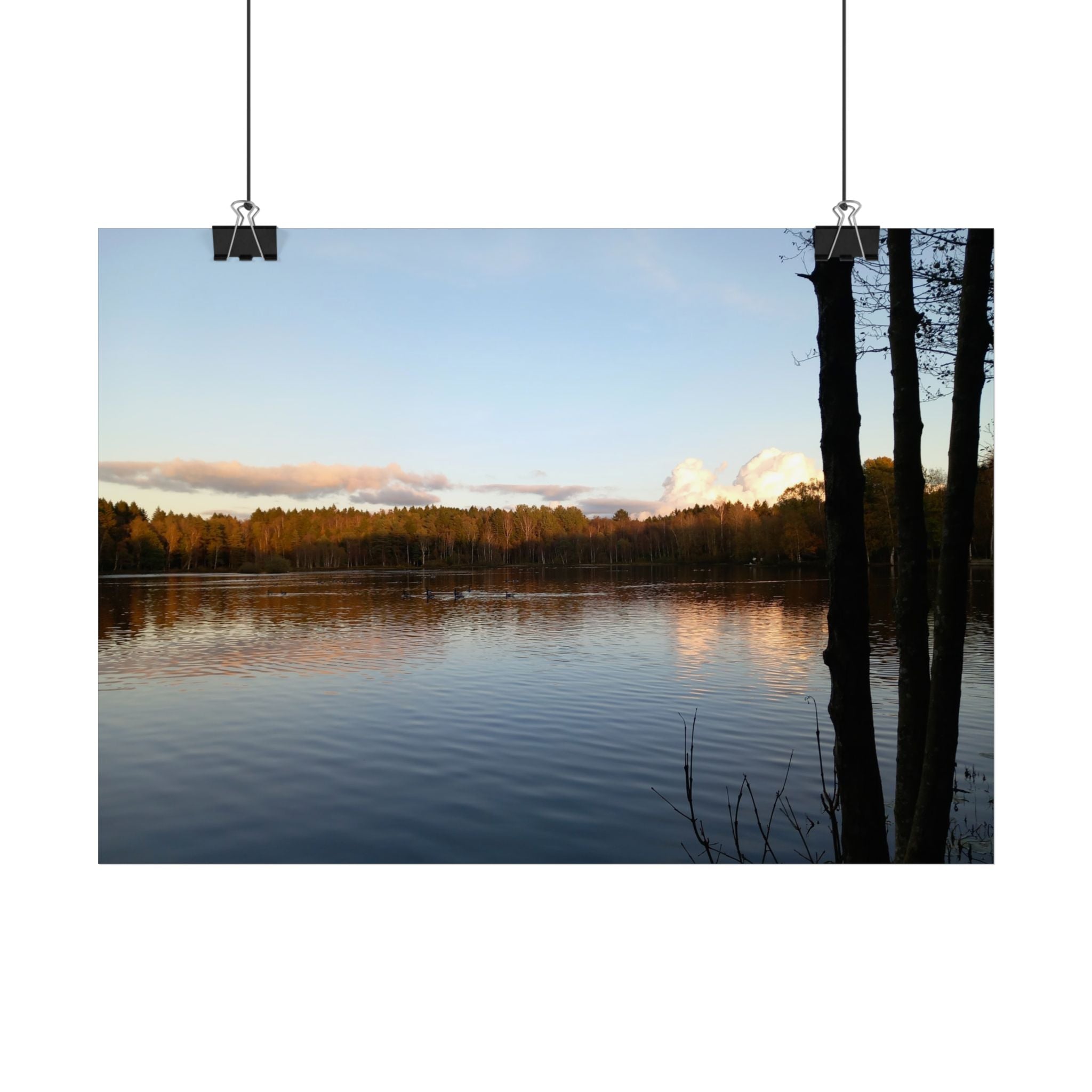 Calm Lakeside Sunset Poster — Tranquil Nature Wall Art