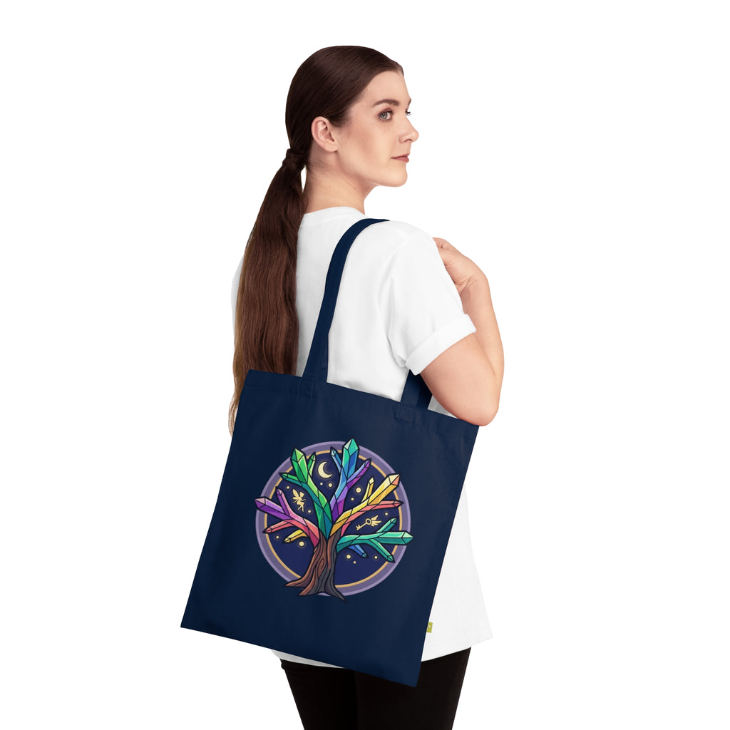Celestial Tree Organic Cotton Tote Bag — Night Sky Magic Eco Tote