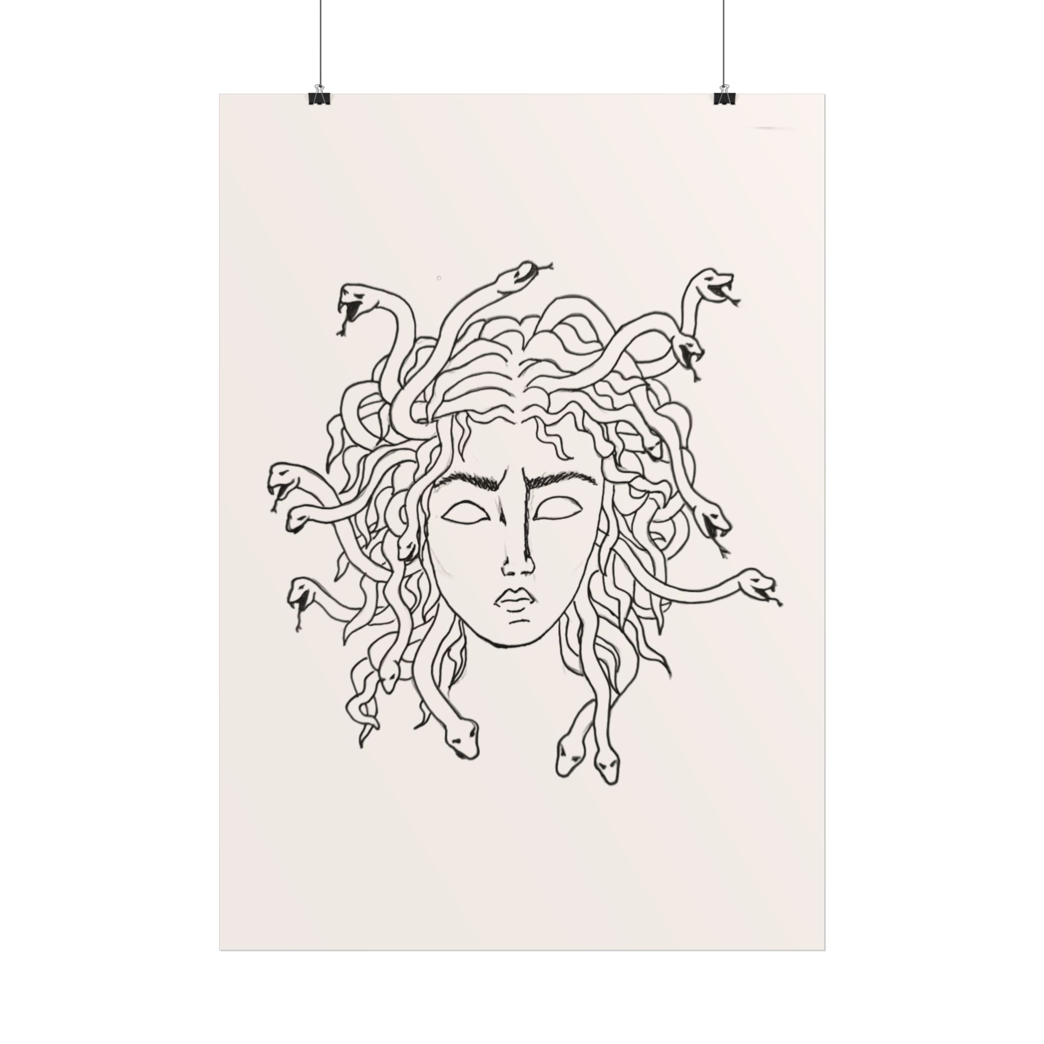 Medusa Line Art Poster — Minimal Mythological Wall Art