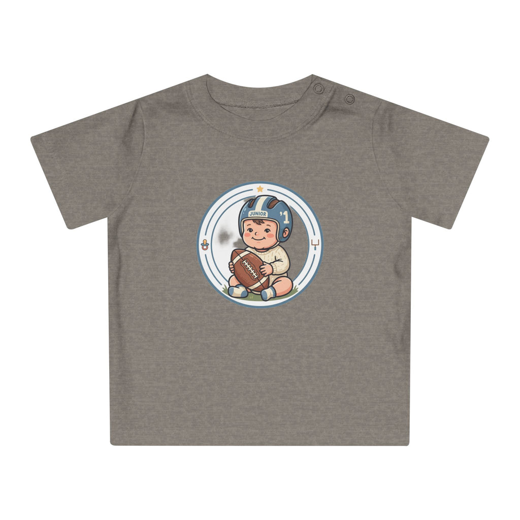 Baby Football Tee – Cute Baby with Helmet & Football Graphic