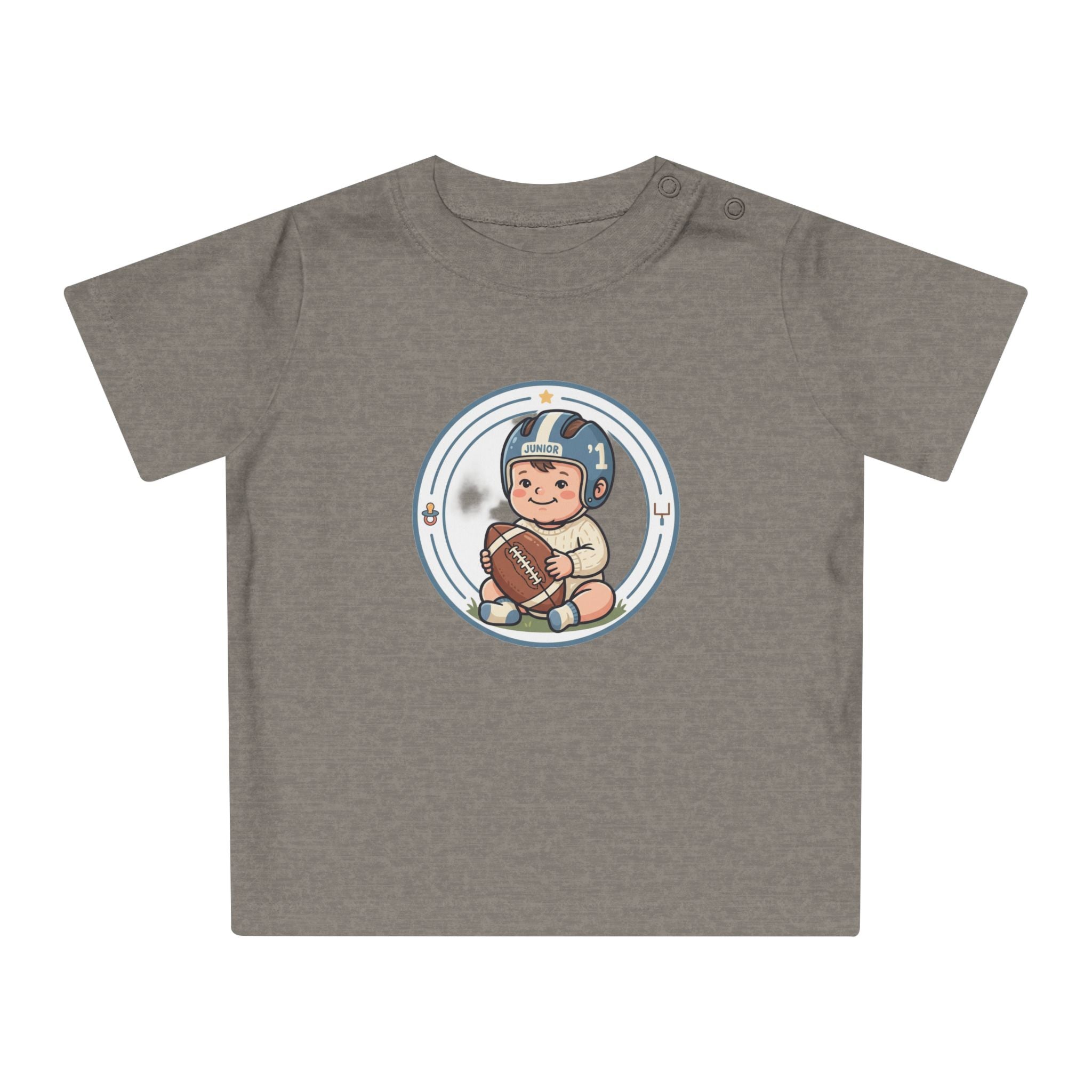 Baby Football Tee – Cute Baby with Helmet & Football Graphic