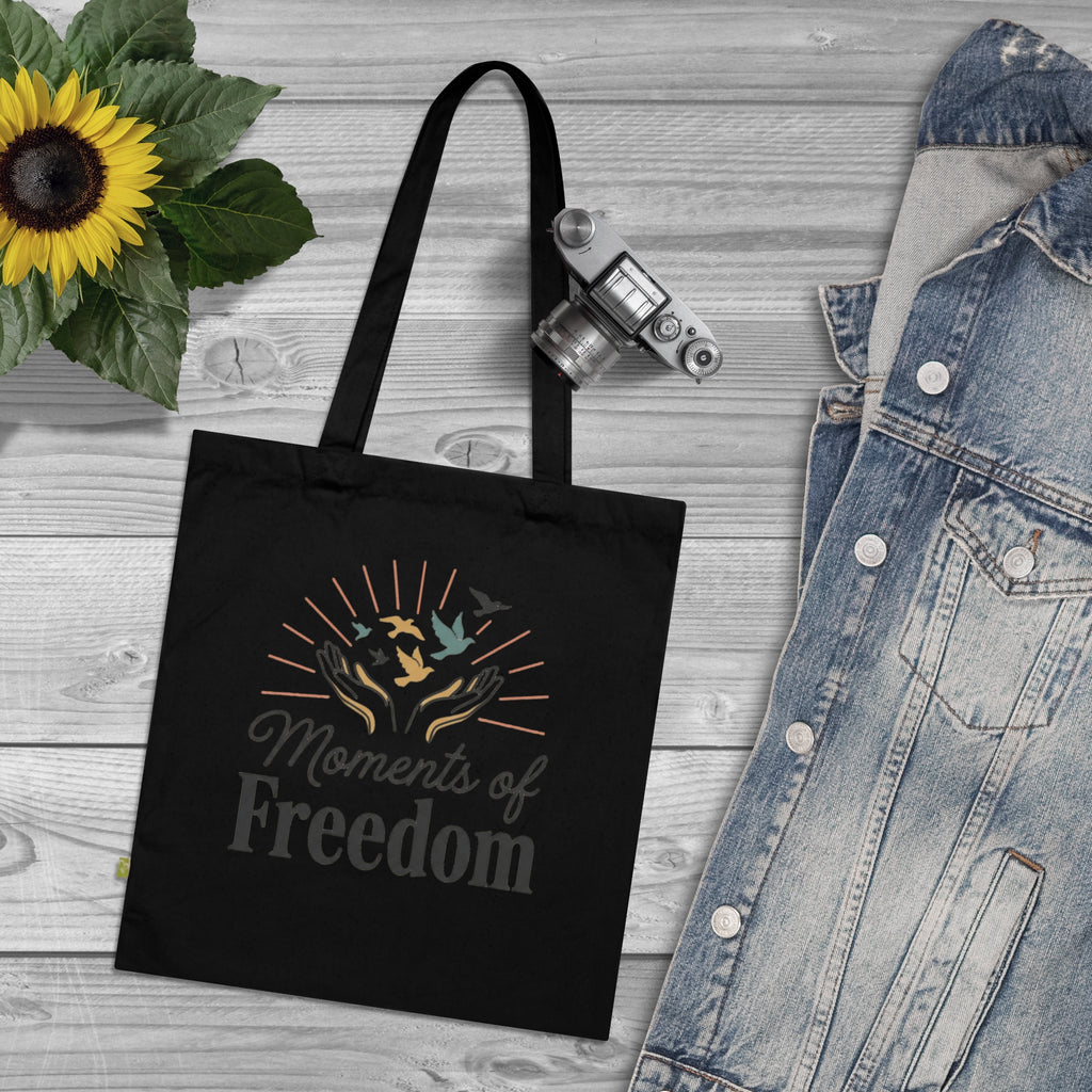 Moments of Freedom Organic Cotton Tote Bag – Eco-Friendly Inspirational Market Bag
