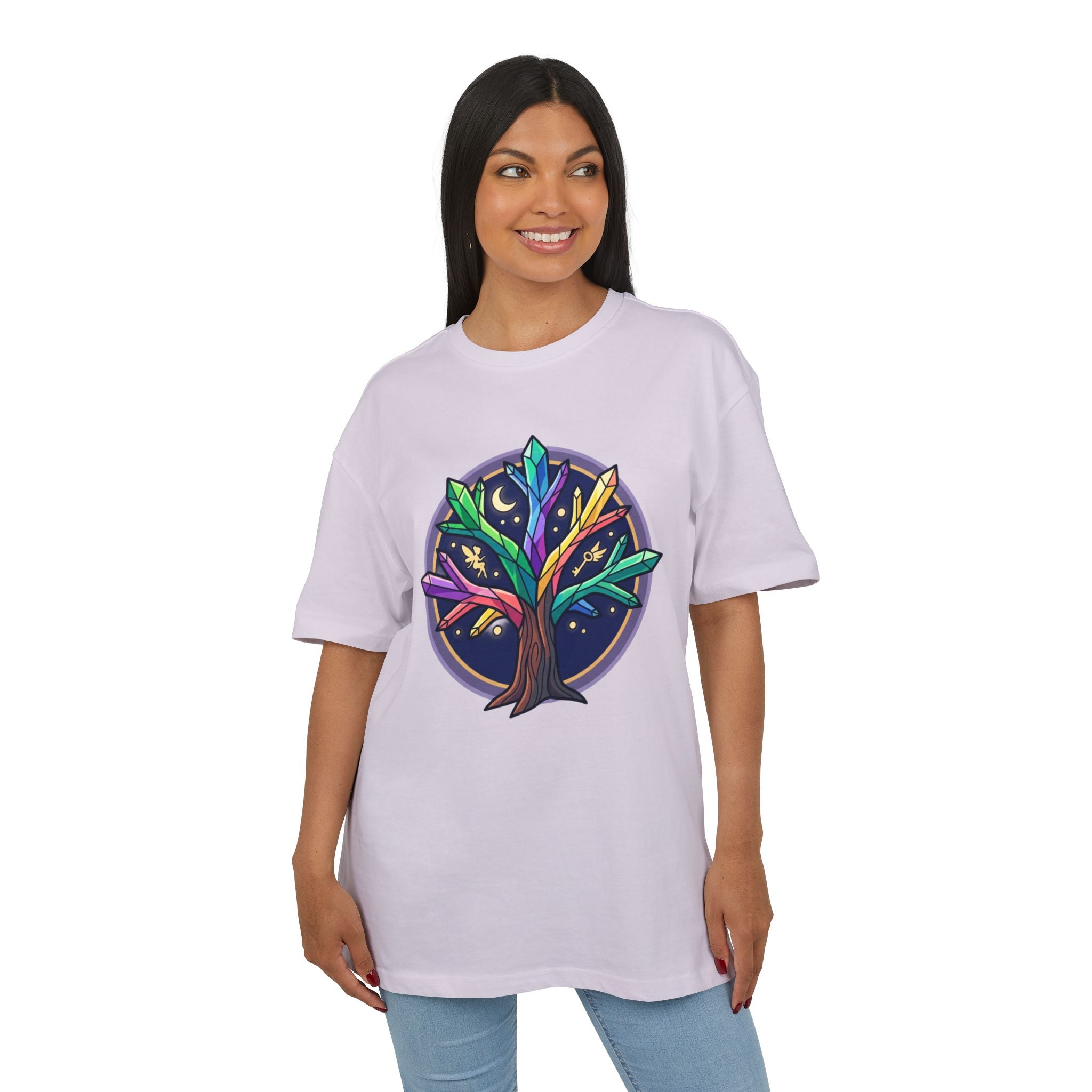 Crystal Tree Graphic Tee — Mystical Gemstone Nature Shirt