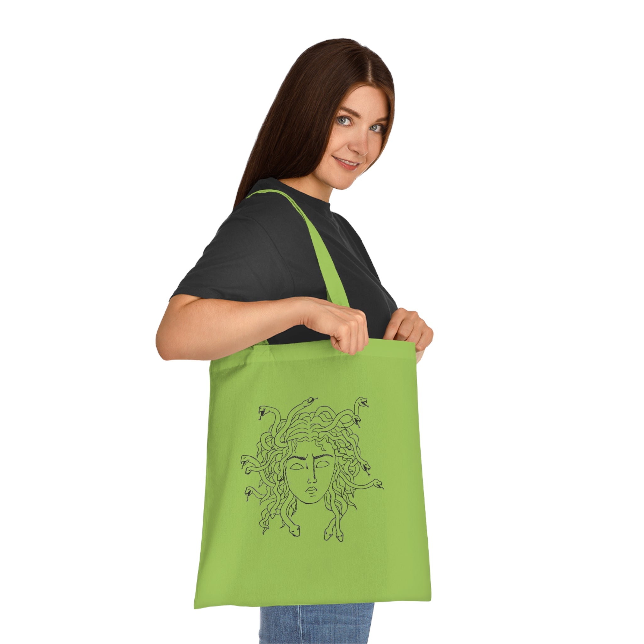 Medusa Line Art Cotton Tote Bag – Mythical Greek Goddess Illustration