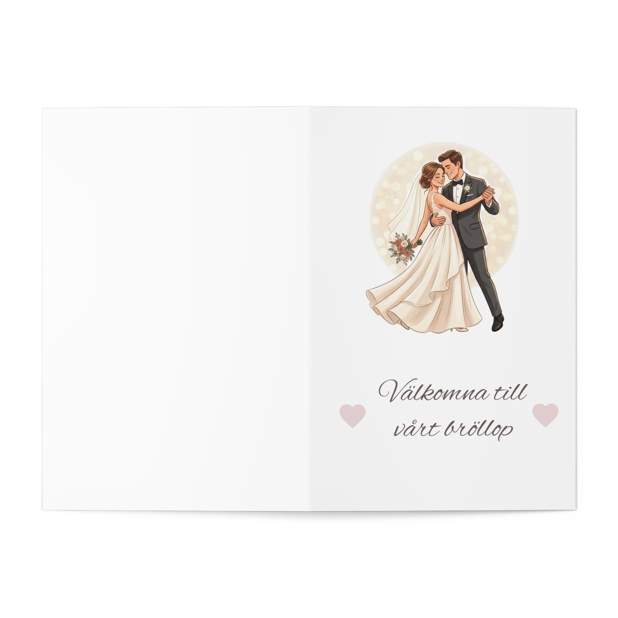 Wedding Greeting Cards Set — 'Välkomna till vårt bröllop' Bridal Invitation Thank You Cards (7 pcs)