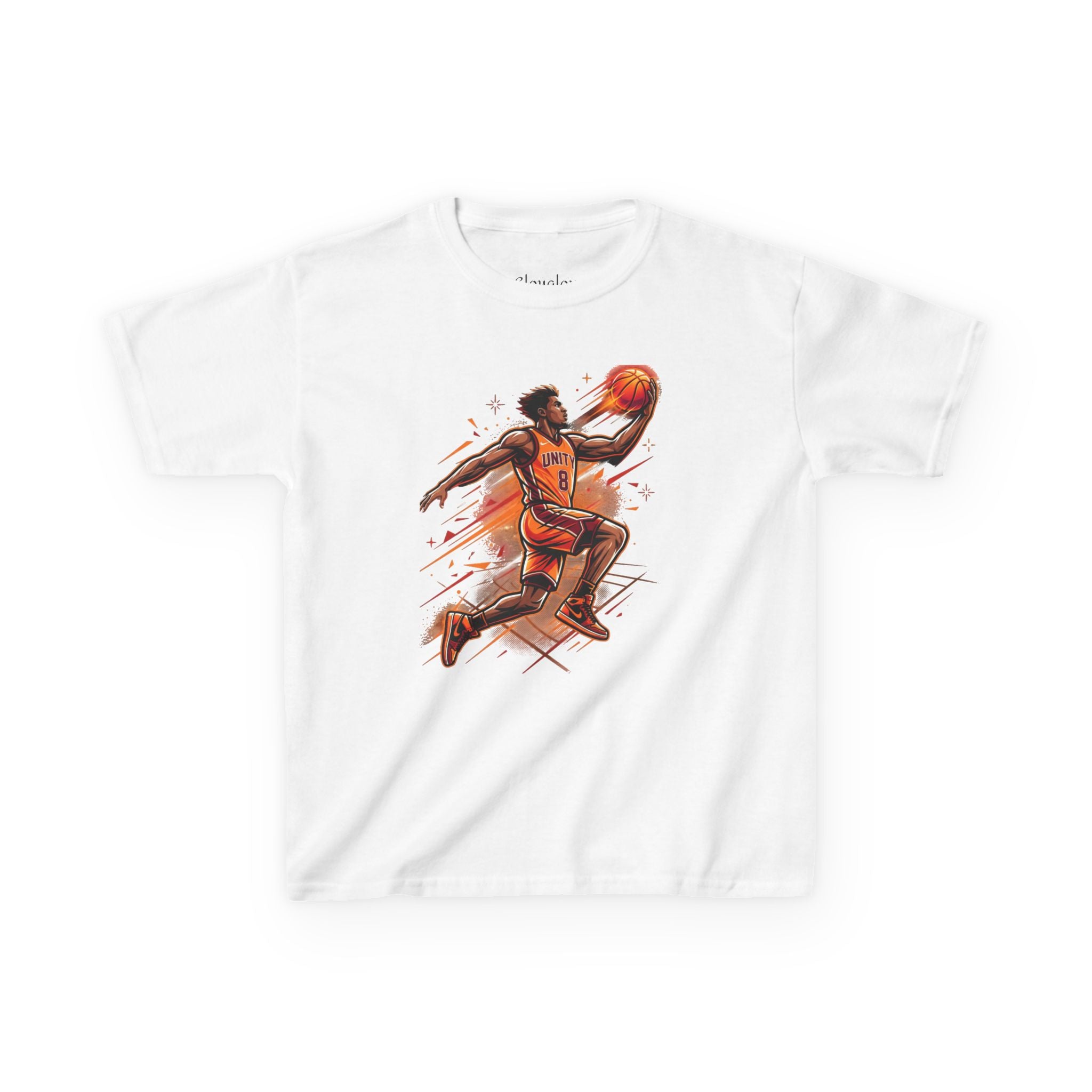 Kids Basketball Player Tee – Slam Dunk Illustration Kids T‑Shirt