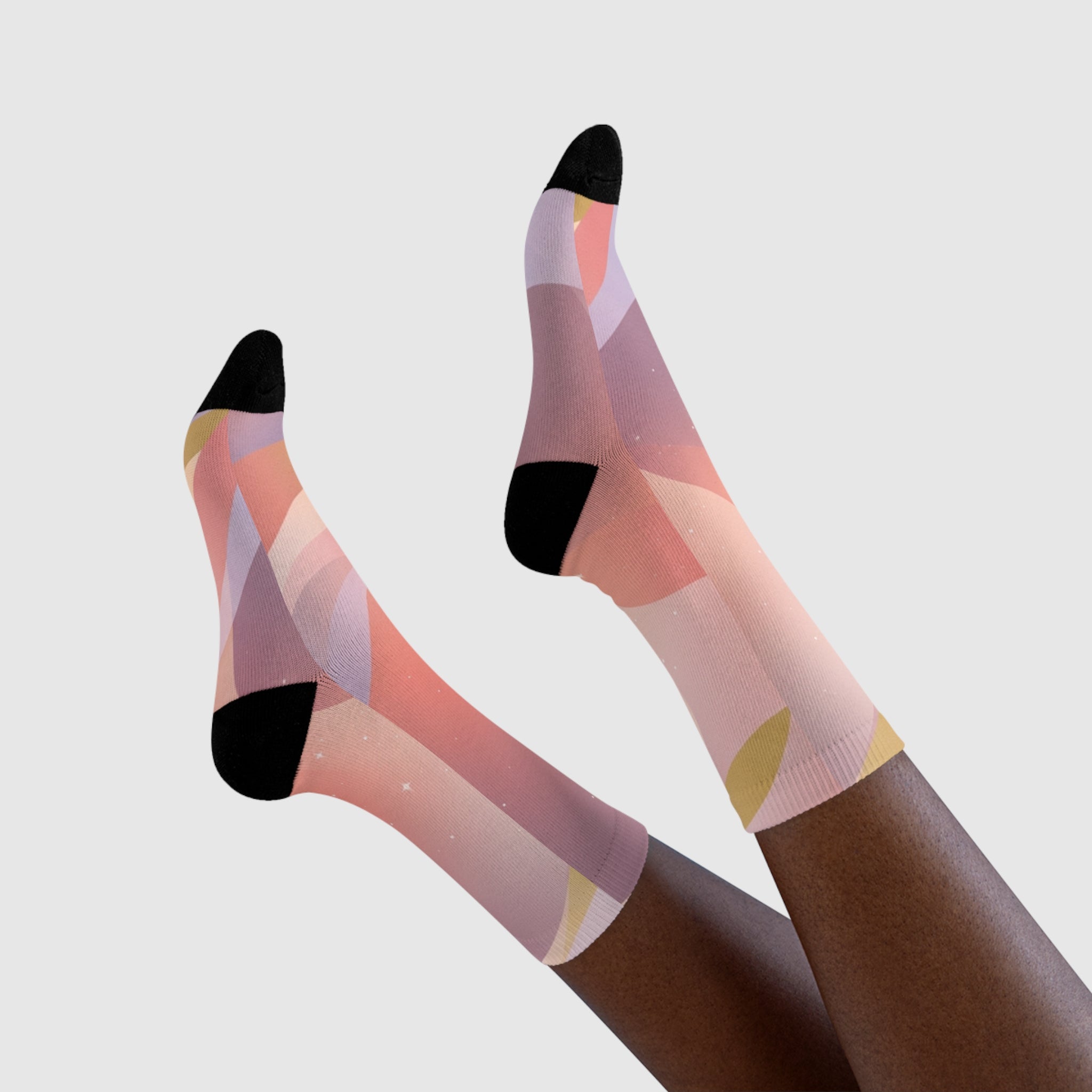 Abstract Pastel Wave Crew Socks — Pink Artistic Sublimation Socks