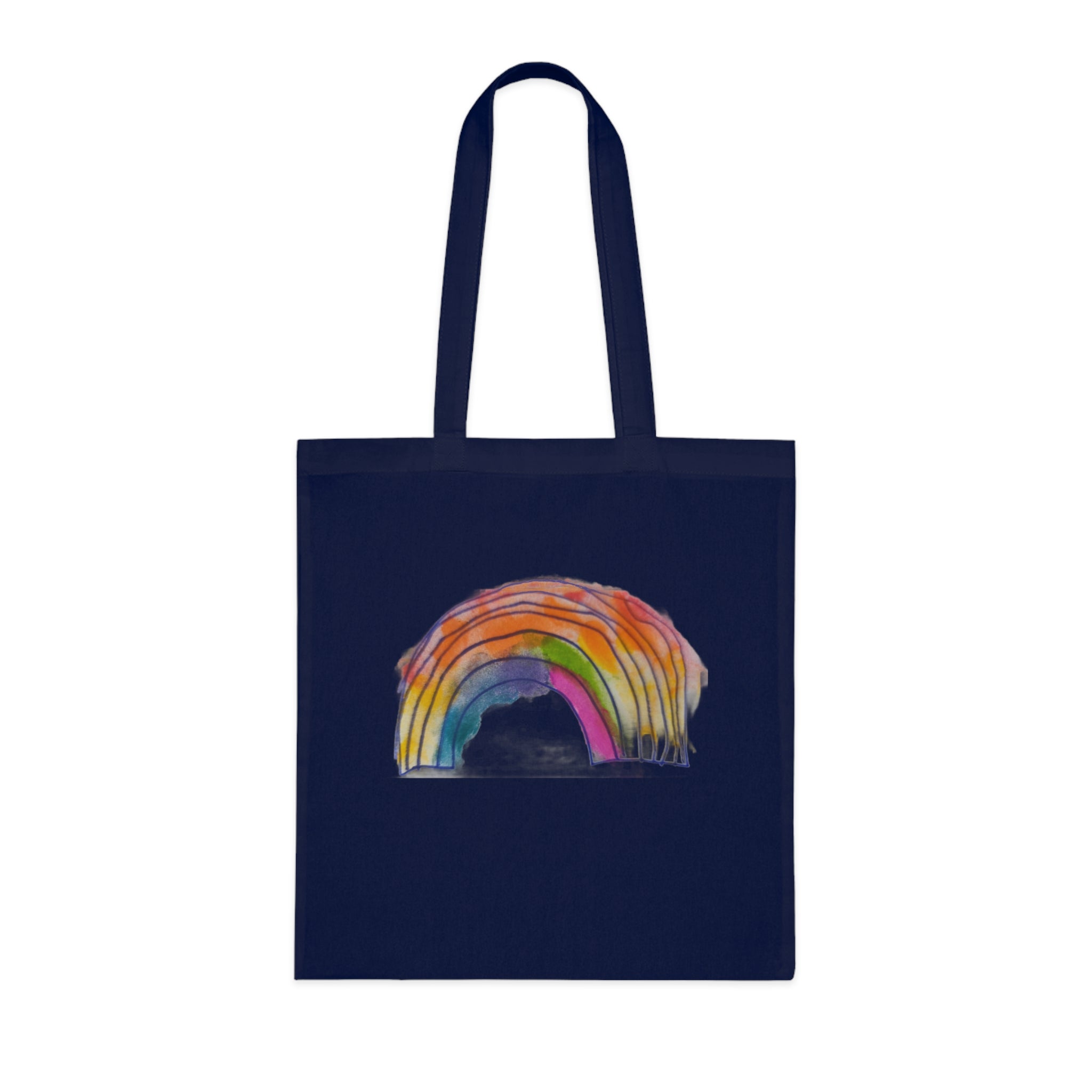 Watercolor Rainbow Cotton Tote Bag — Colorful Hand-Painted Grocery & Everyday Market Tote