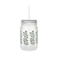 Frosted Mason Jar Tumbler with Green Leaf Vines – Insulated Straw Mug