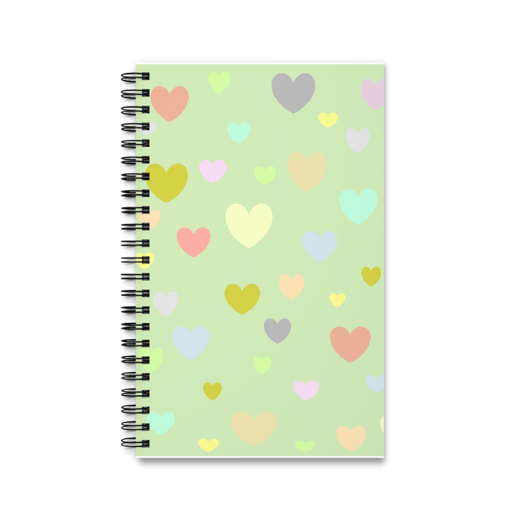 Pastel Heart Spiral Journal — Cute Green Notebook for Notes & Gratitude