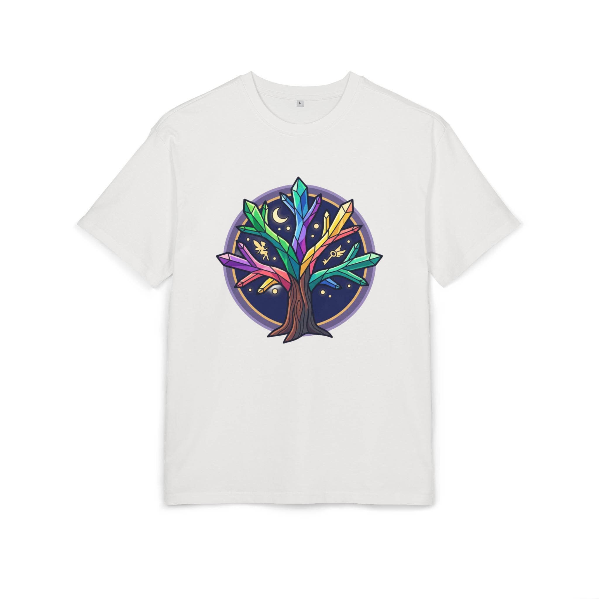 Crystal Tree Graphic Tee — Mystical Gemstone Nature Shirt