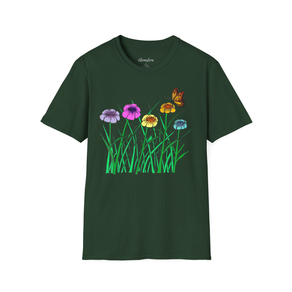 Floral Butterfly Garden T-Shirt — Colorful Wildflower Tee