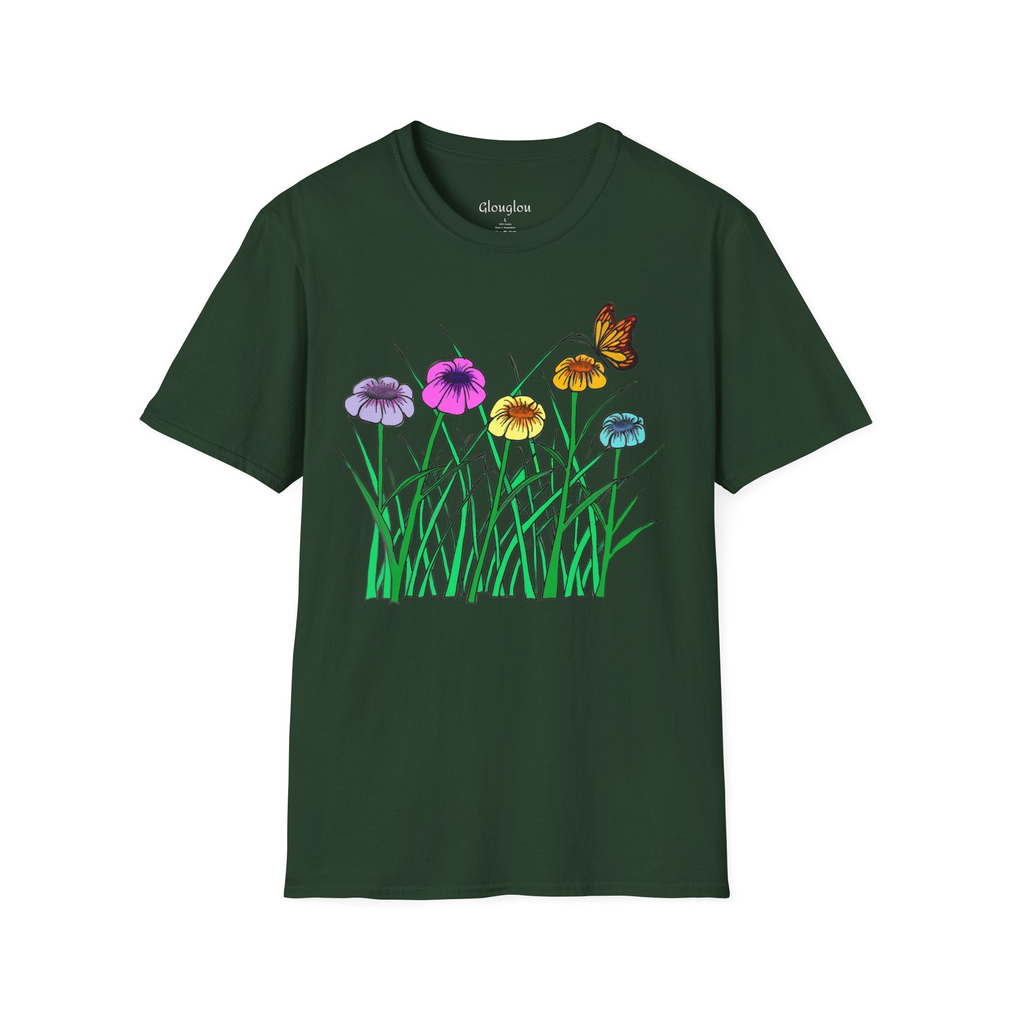 Floral Butterfly Garden T-Shirt — Colorful Wildflower Tee