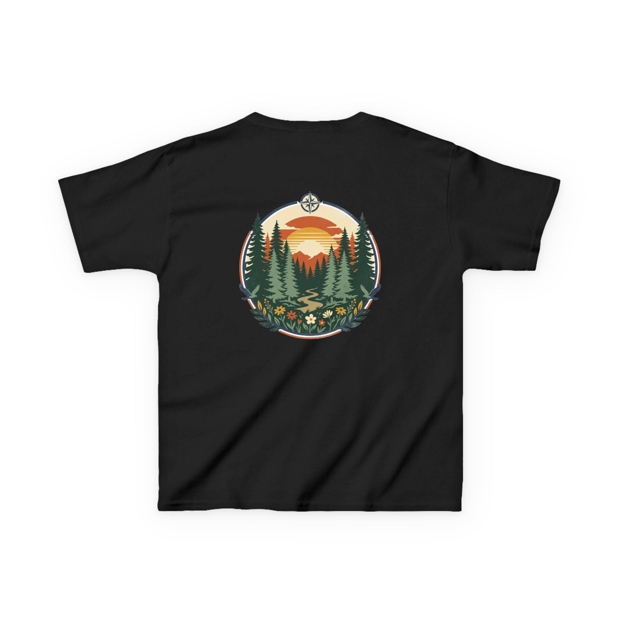 Kids Tee — Retro Forest Sunset Graphic
