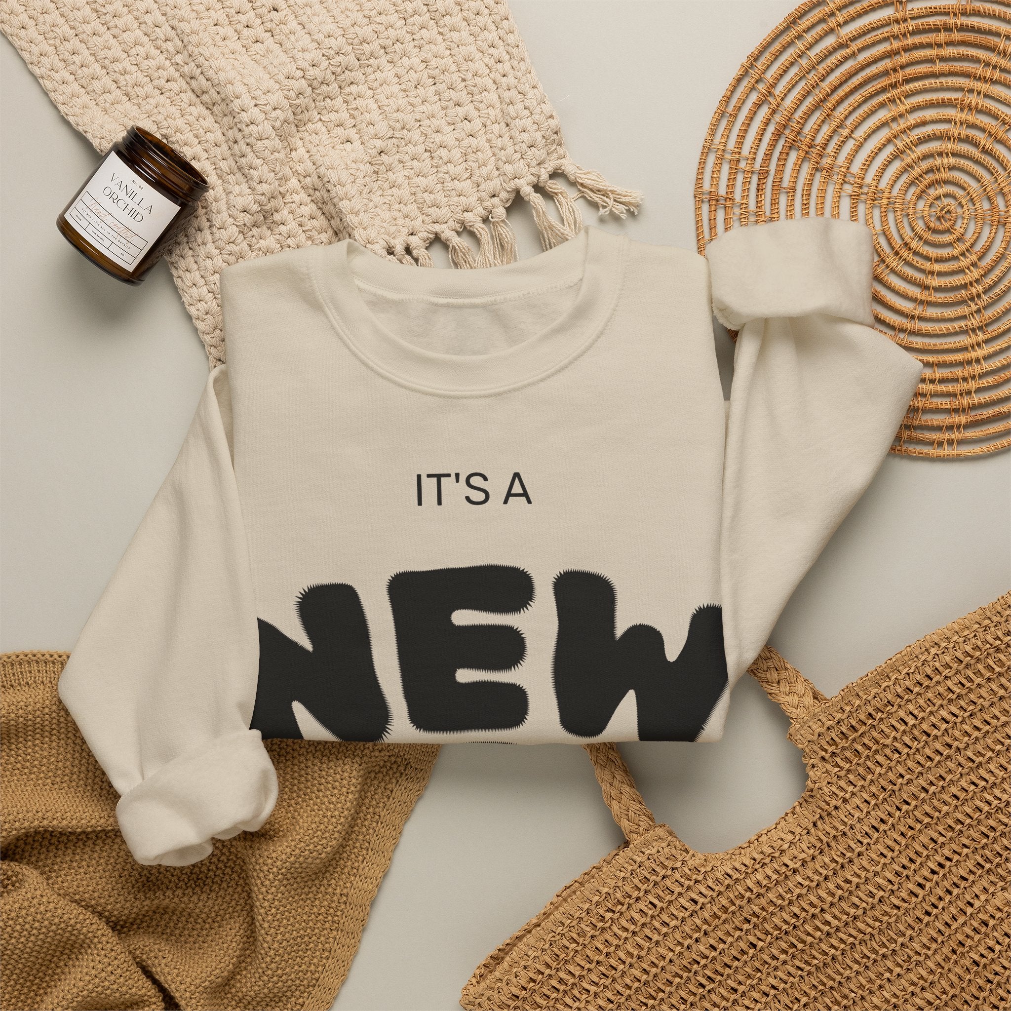 New Day Crewneck Sweatshirt – "It's a New Day, Rise N' Shine" Motivational Pullover
