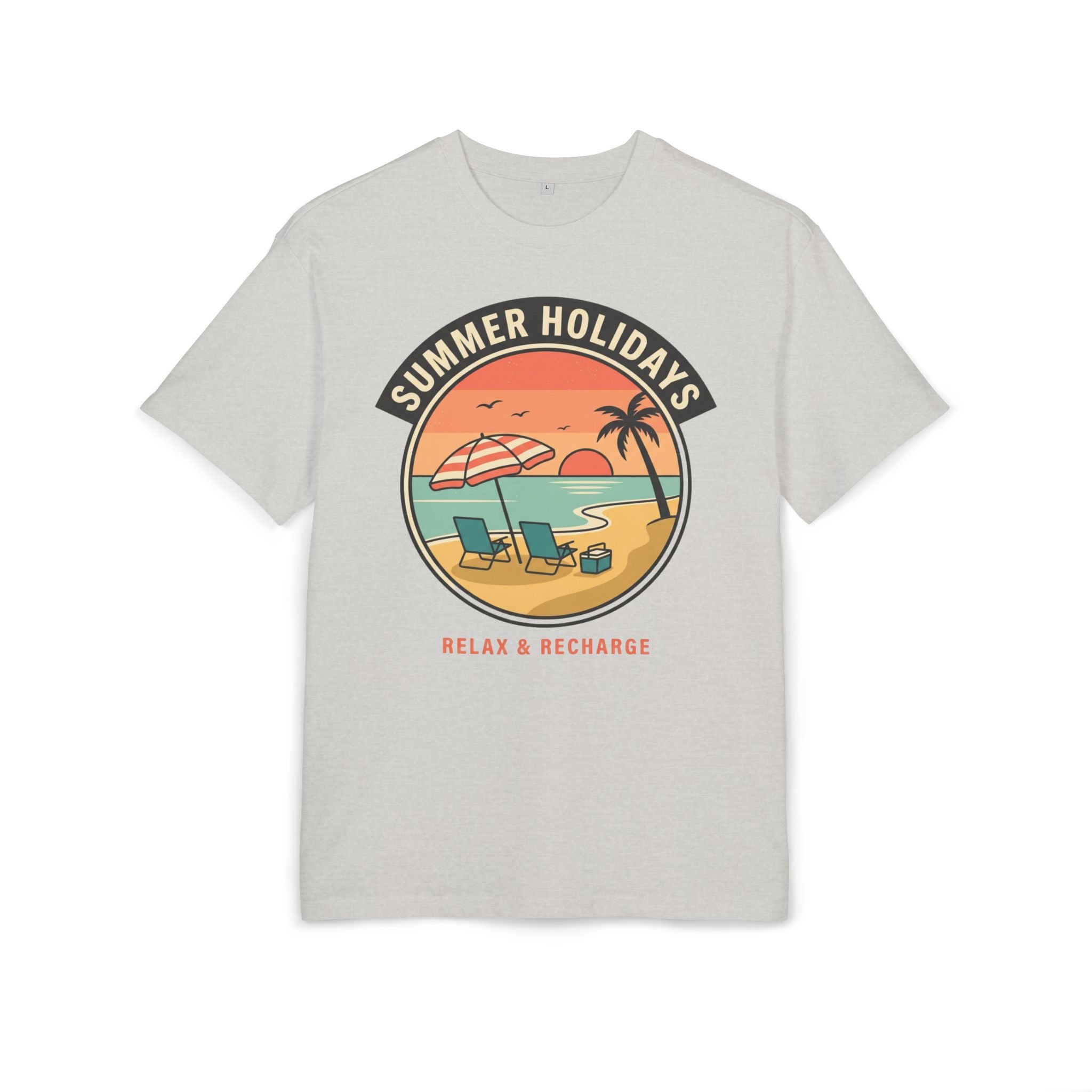T-Shirt — "Summer Holidays: Relax & Recharge" Beach Graphic Tee