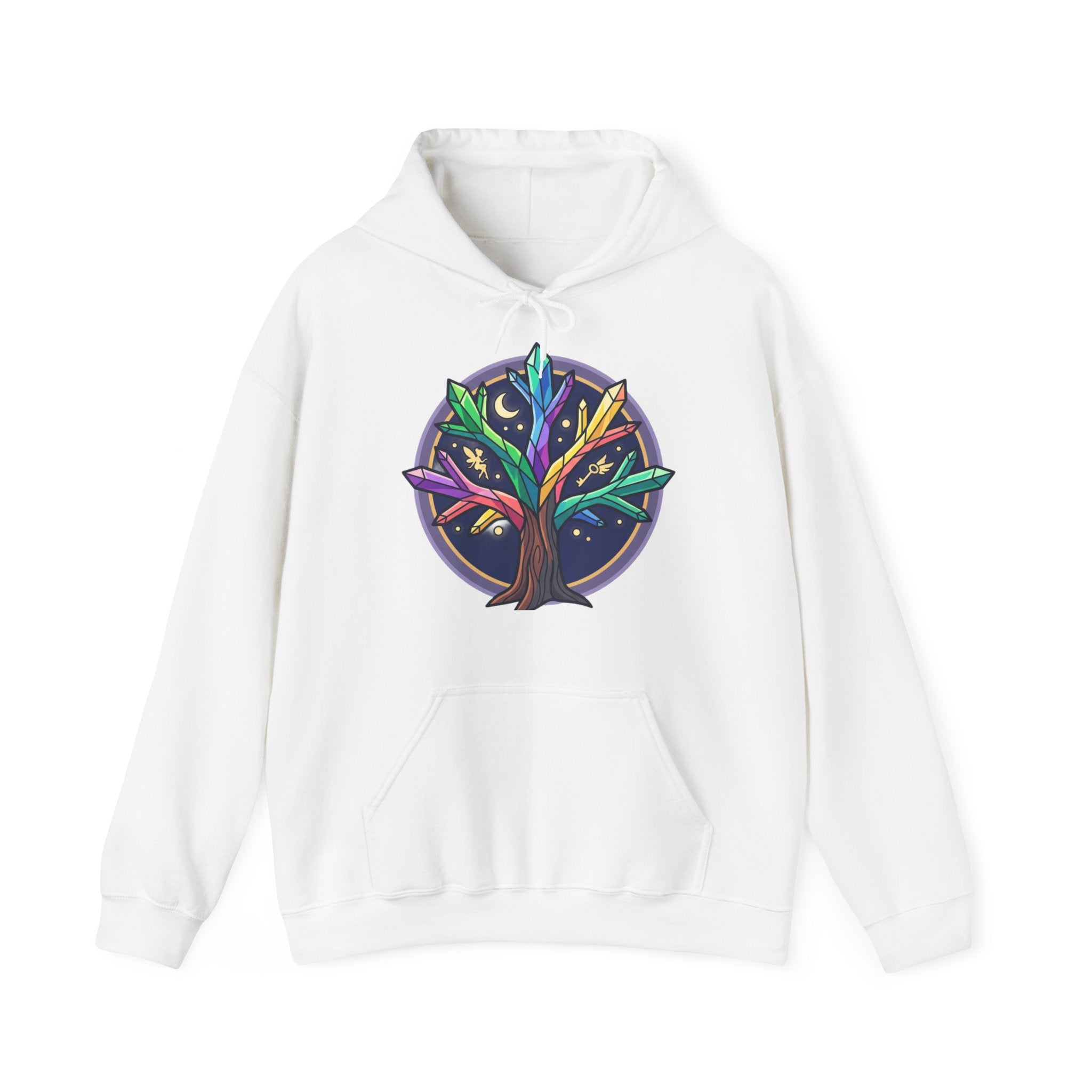 Mystical Tree of Life Hoodie — Celestial Nature Graphic Sweatshirt