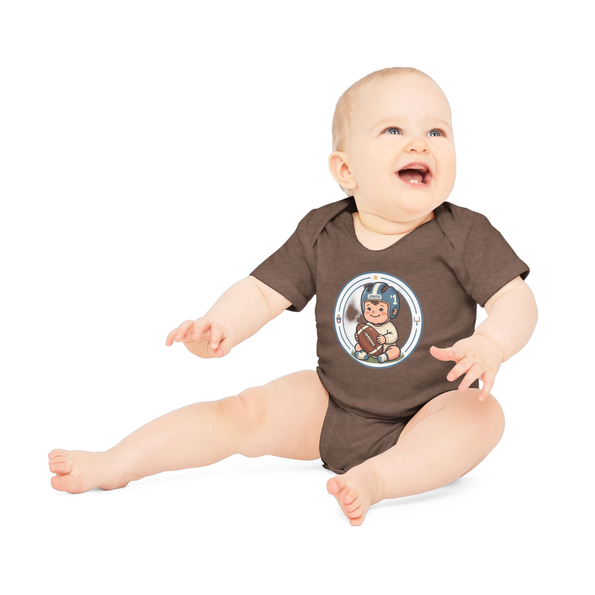 Baby Bodysuit — Cute Retro Football Baby Onesie (Helmet & Ball)