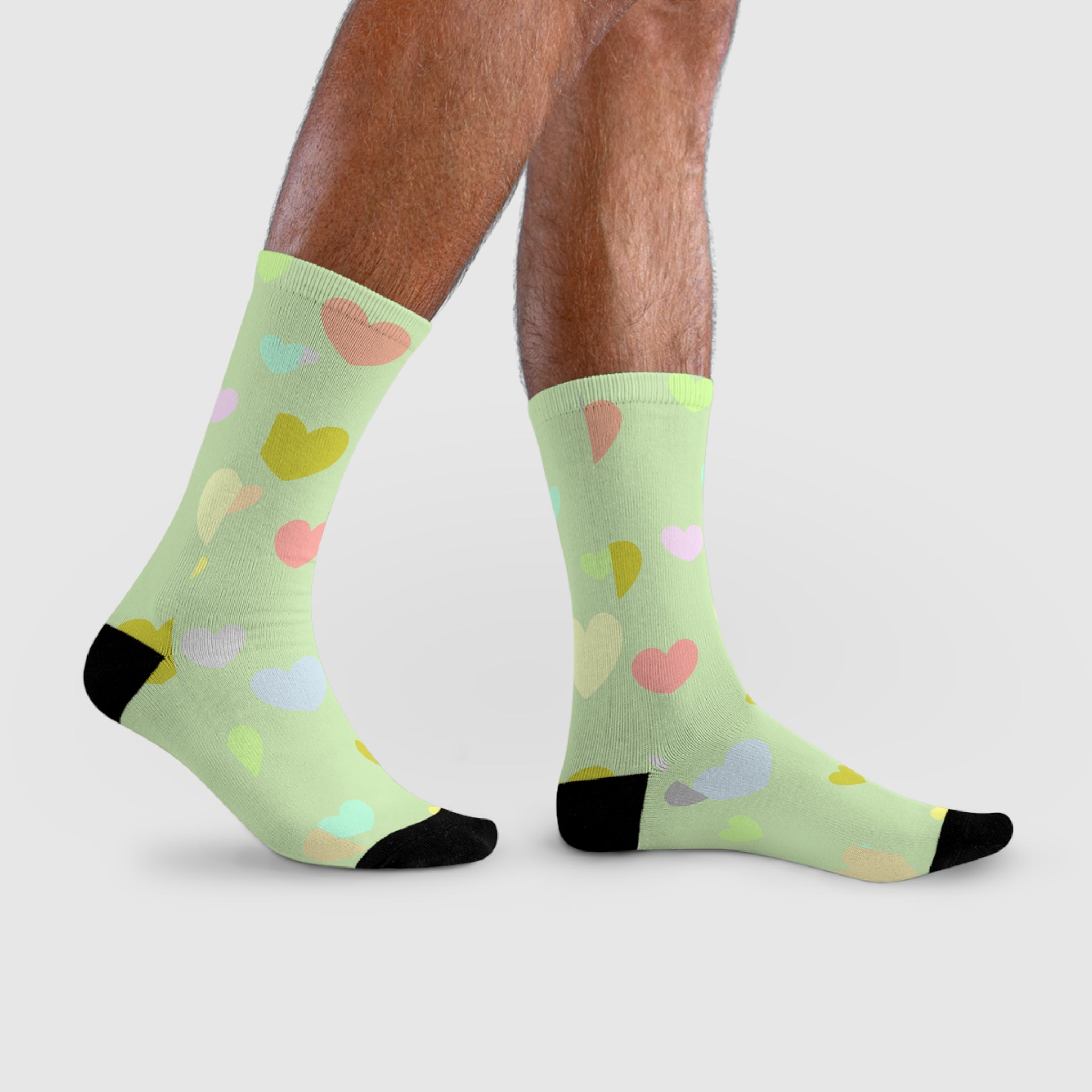Pastel Heart Crew Socks — Cute Sublimation Socks for Women & Teens