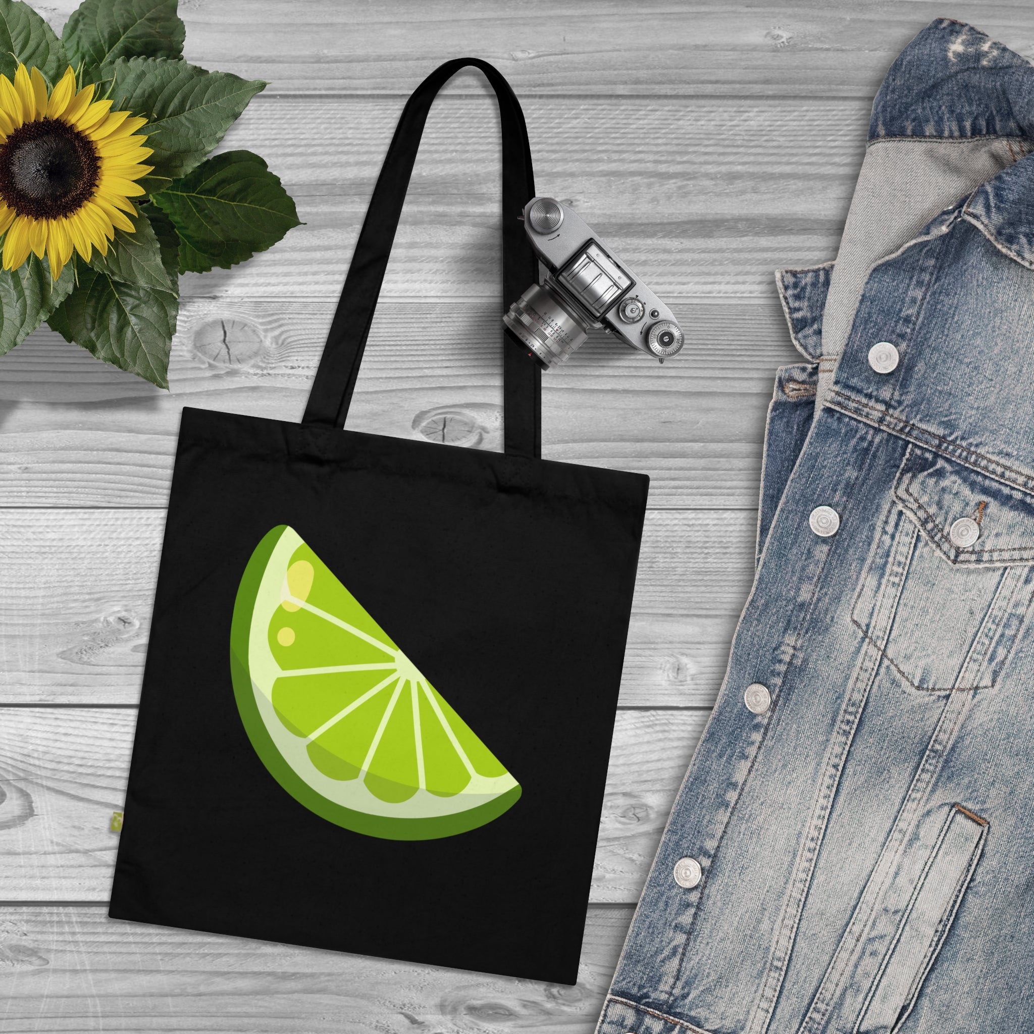 Lime Slice Organic Cotton Tote Bag — Bright Citrus Eco Market Bag