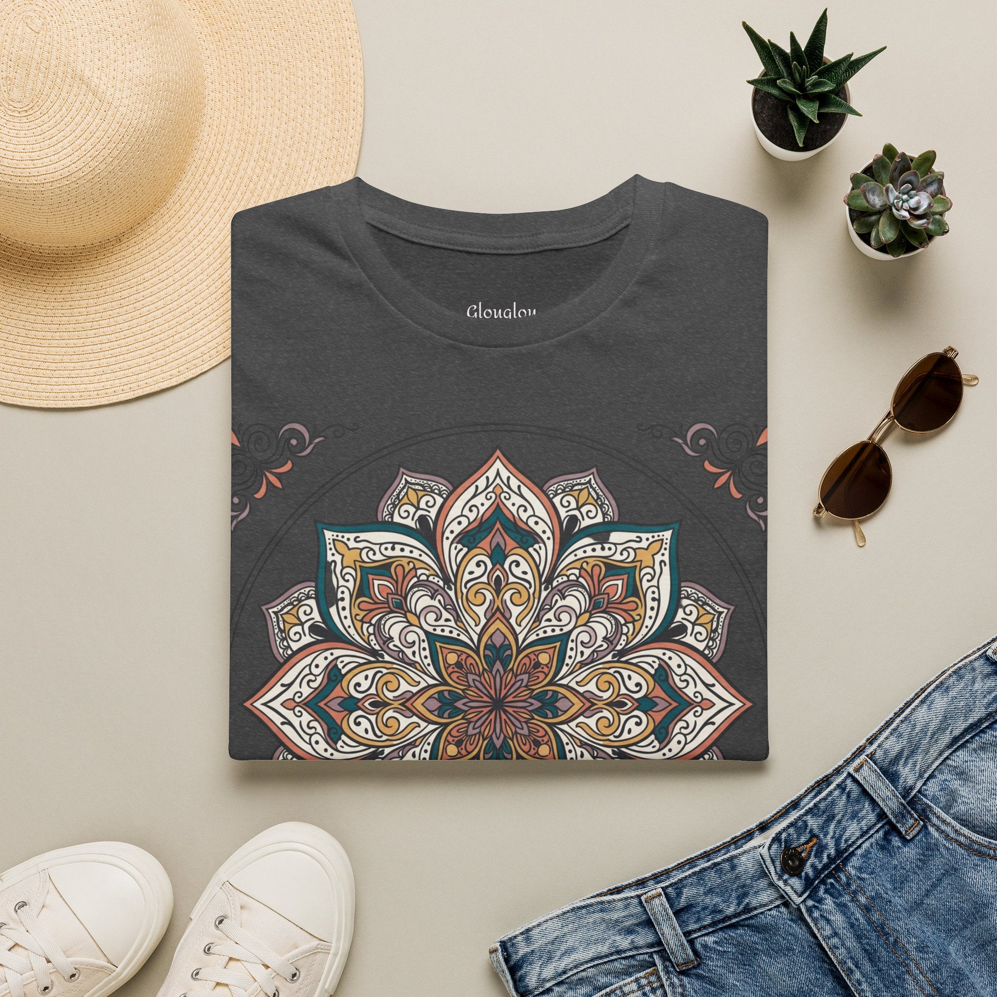 Mandala Floral T-Shirt — Boho Lotus Graphic Tee for Women & Men