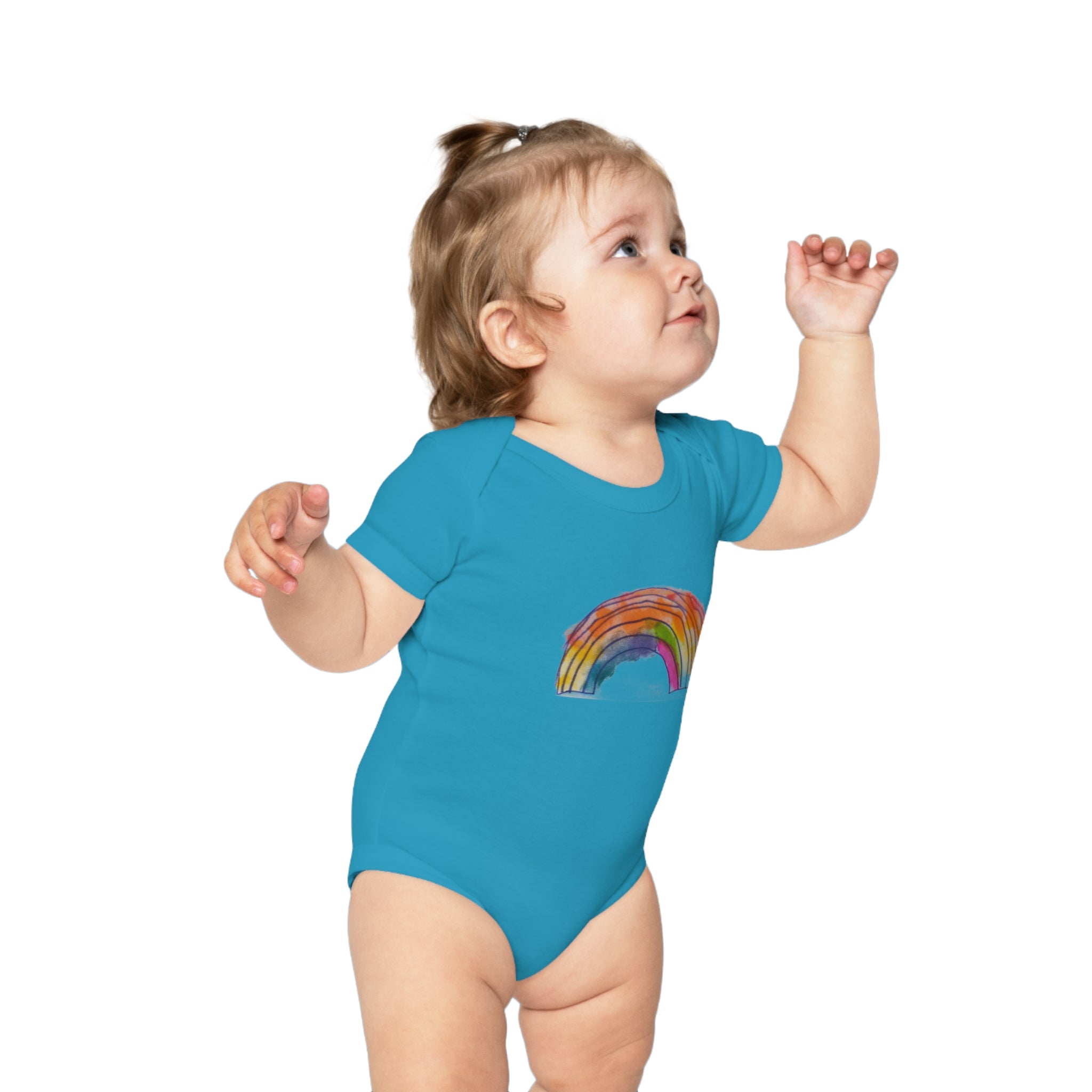 Baby Bodysuit with Watercolor Rainbow – Combed Cotton Infant One-Piece