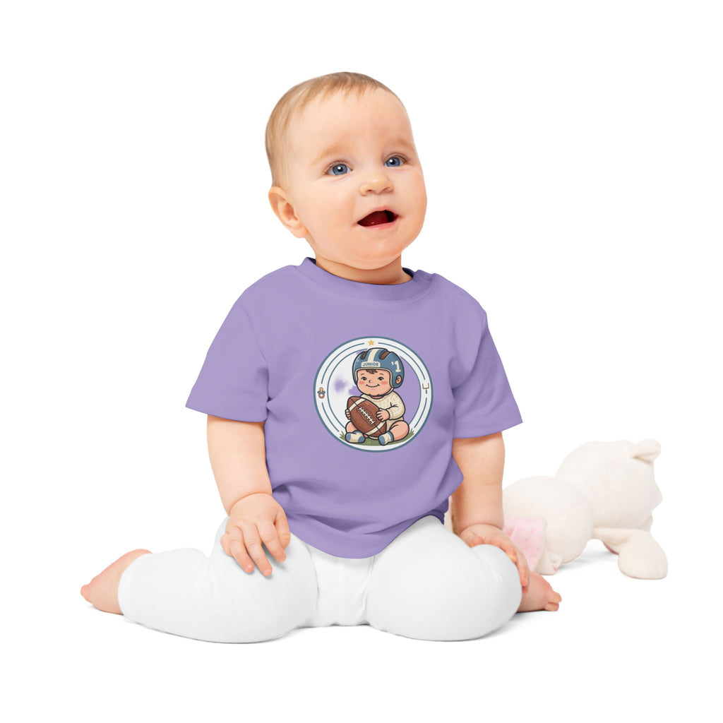 Baby Football Tee – Cute Baby with Helmet & Football Graphic