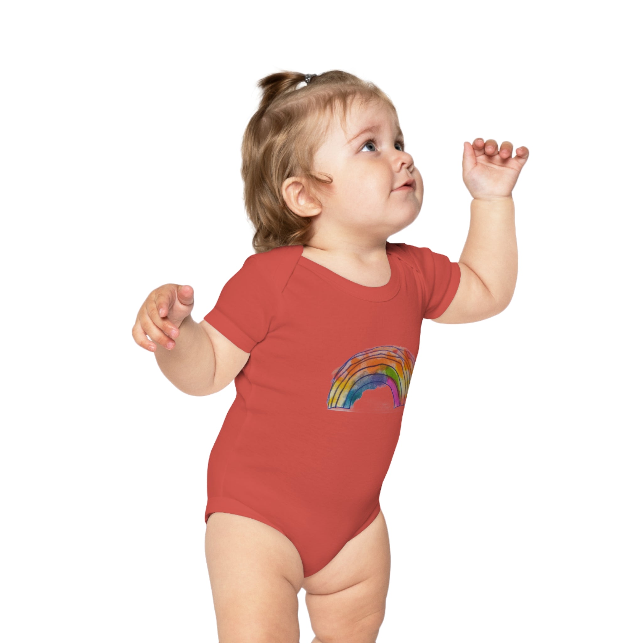 Baby Bodysuit with Watercolor Rainbow – Combed Cotton Infant One-Piece