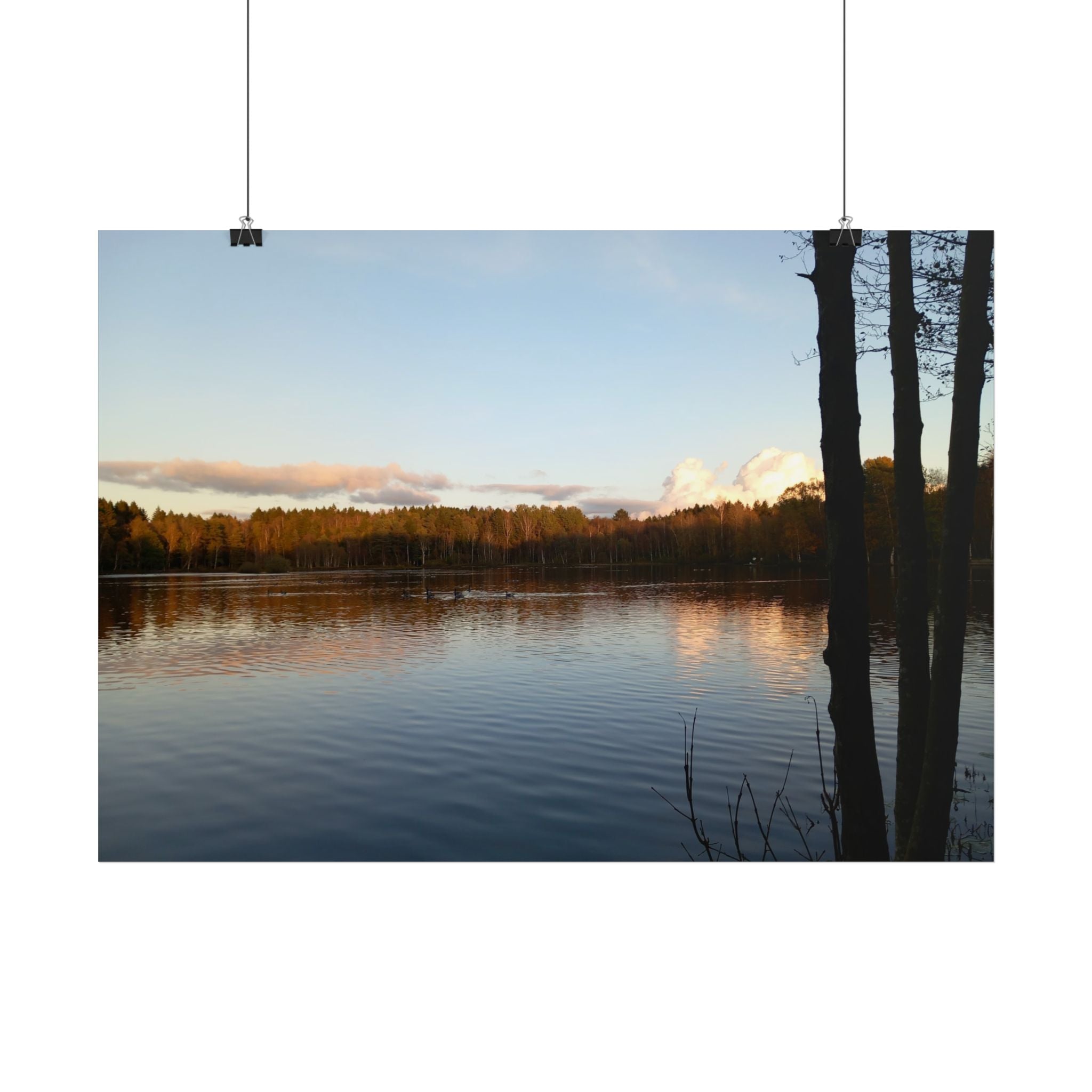 Calm Lakeside Sunset Poster — Tranquil Nature Wall Art
