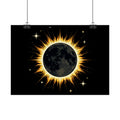 Solar Eclipse Wall Poster — Black Moon with Golden Flame Art Print