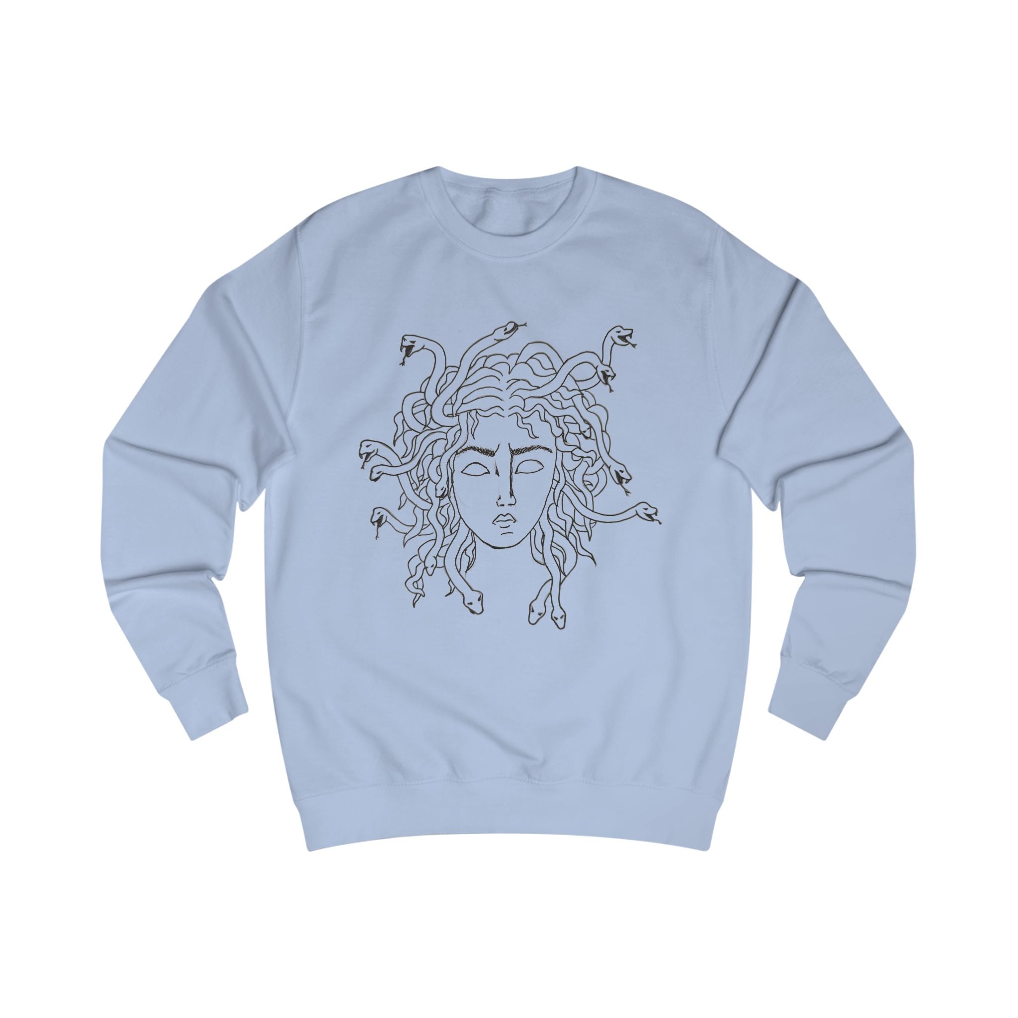 Medusa Line Art Sweatshirt — Mythical Snake-Head Graphic Crewneck