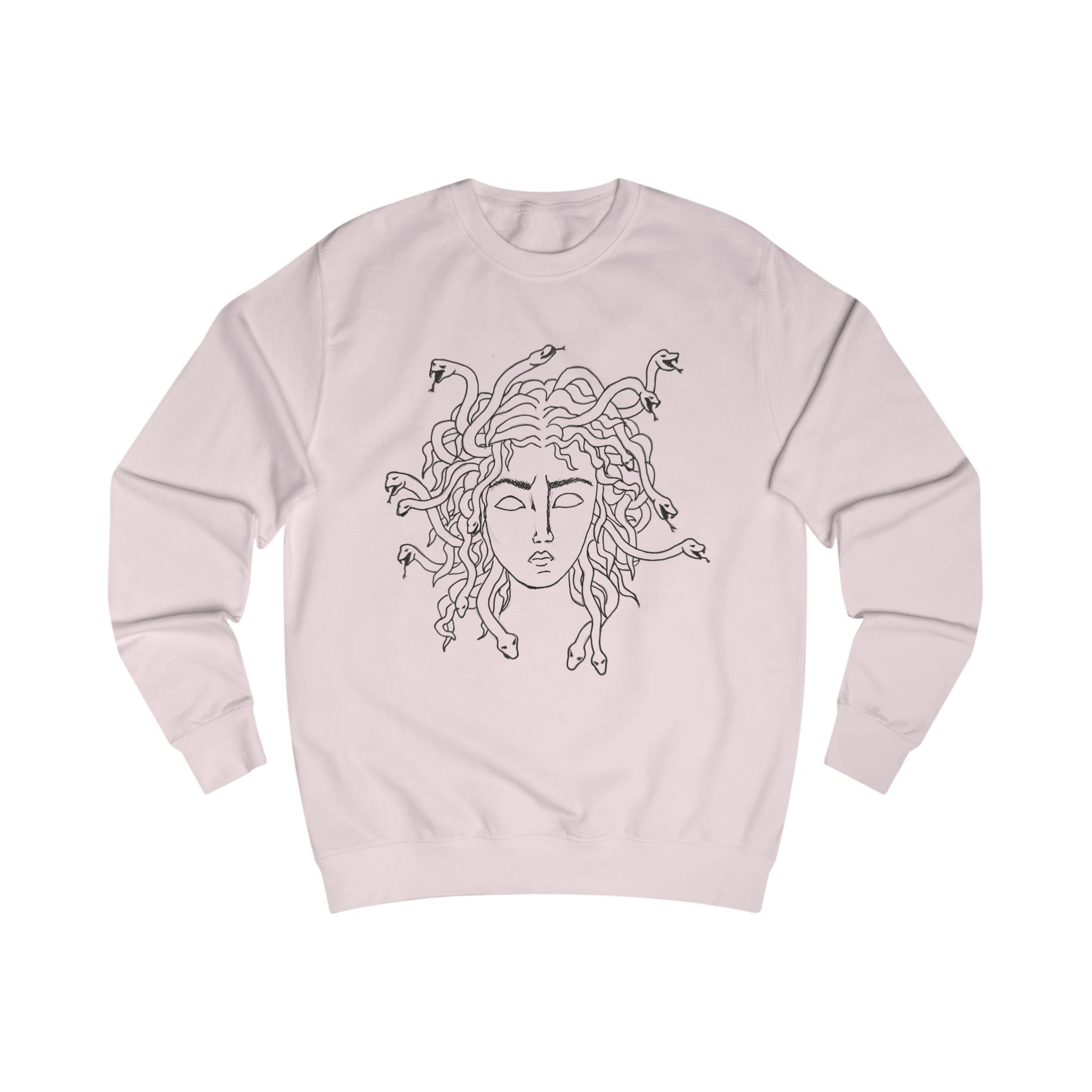 Medusa Line Art Sweatshirt — Mythical Snake-Head Graphic Crewneck