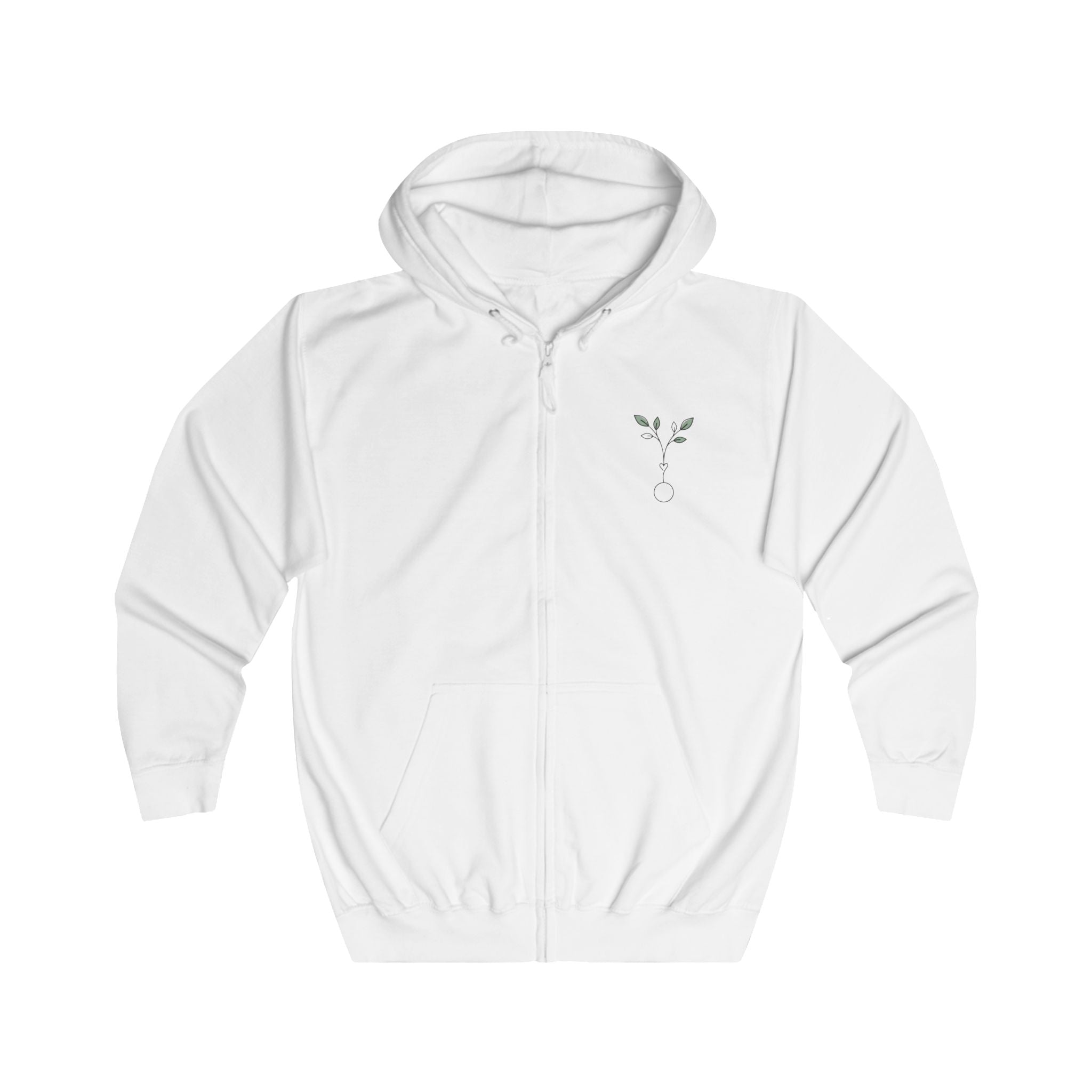 Zip Hoodie with Inspirational Back Text — "Change mindset • Follow your nature"