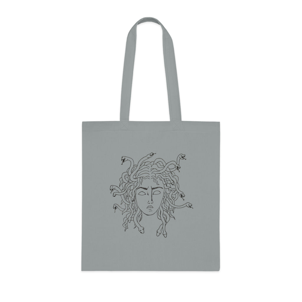 Medusa Line Art Cotton Tote Bag – Mythical Greek Goddess Illustration