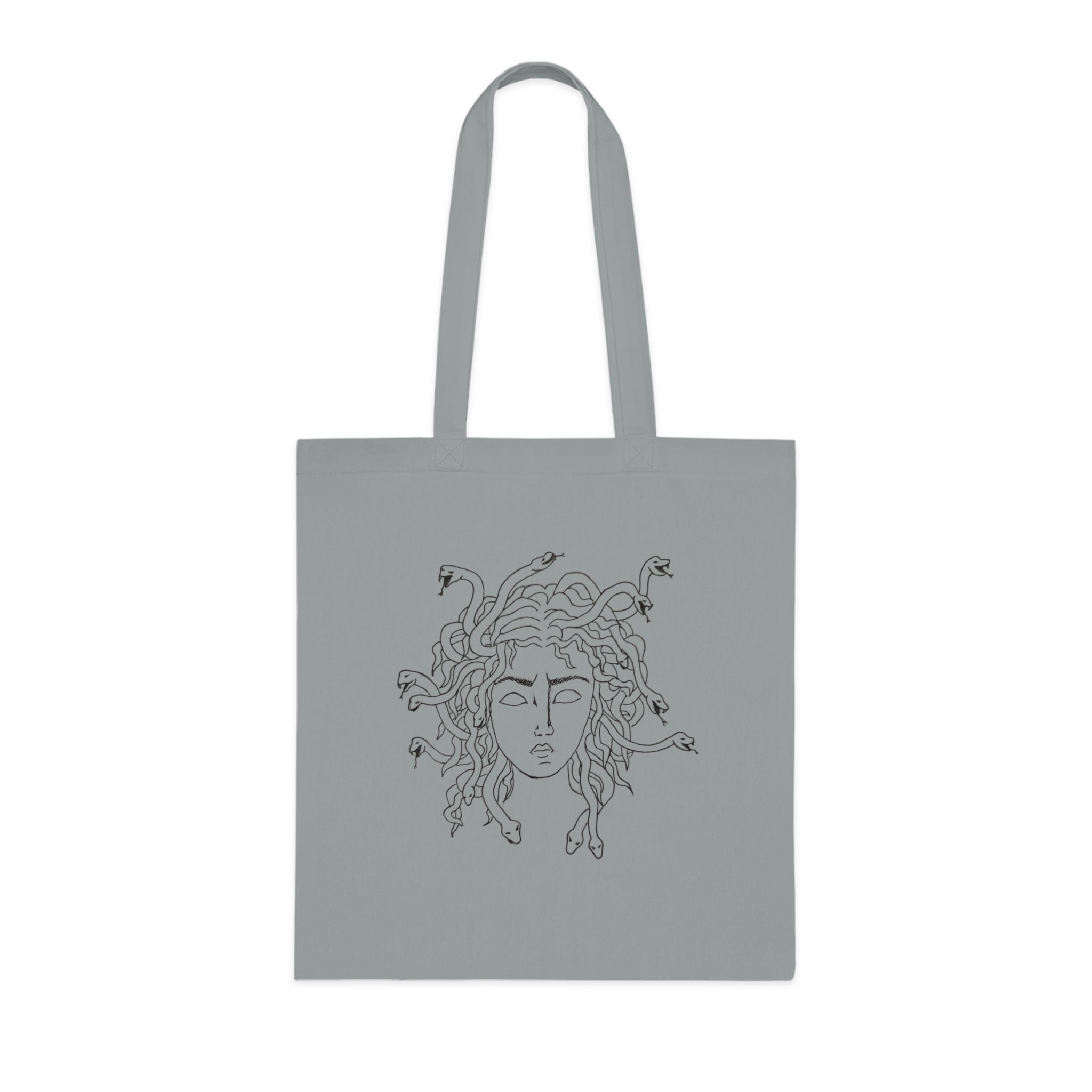 Medusa Line Art Cotton Tote Bag – Mythical Greek Goddess Illustration