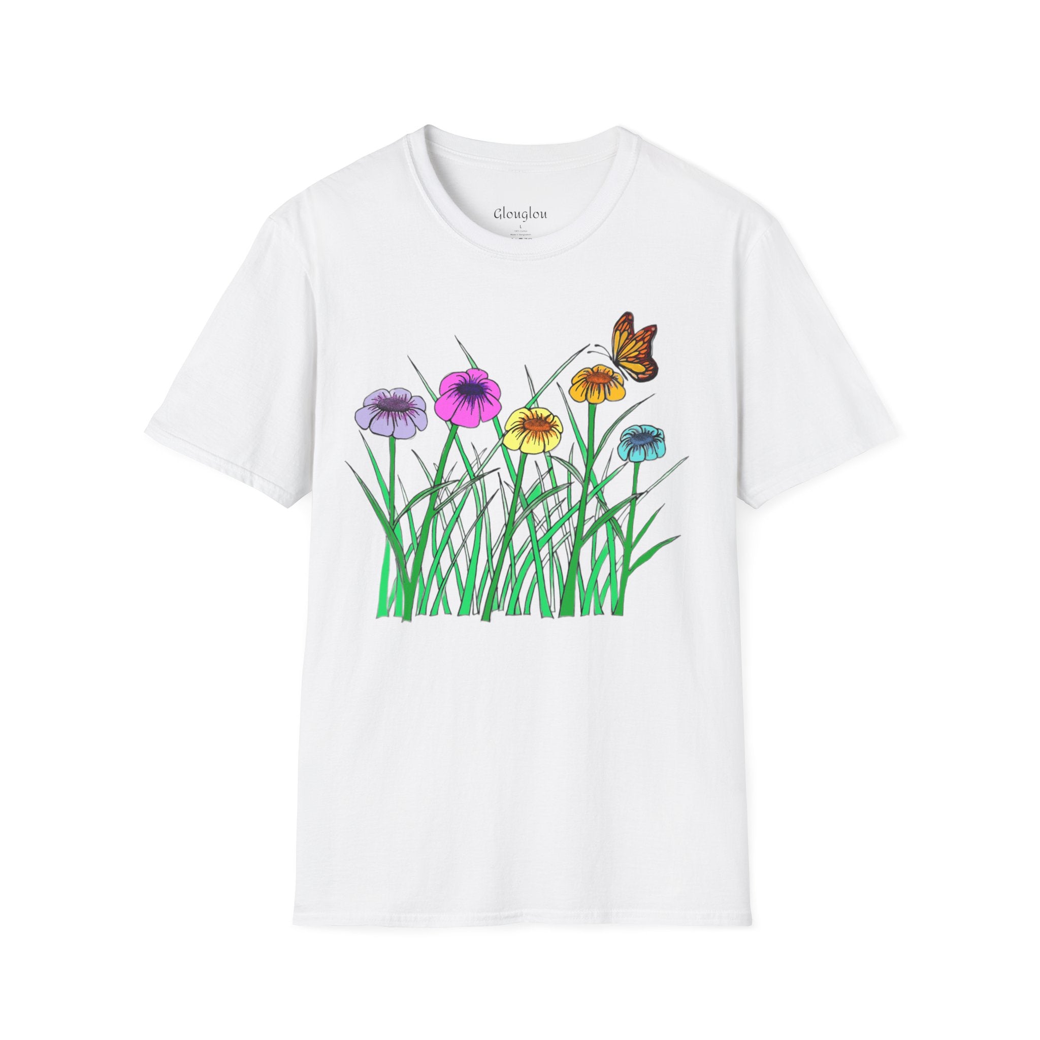 Floral Butterfly Garden T-Shirt — Colorful Wildflower Tee