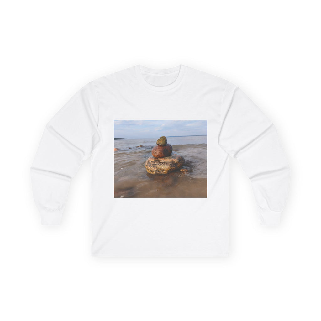 Stacked Beach Rocks Long Sleeve Tee — Coastal Zen Nature Shirt